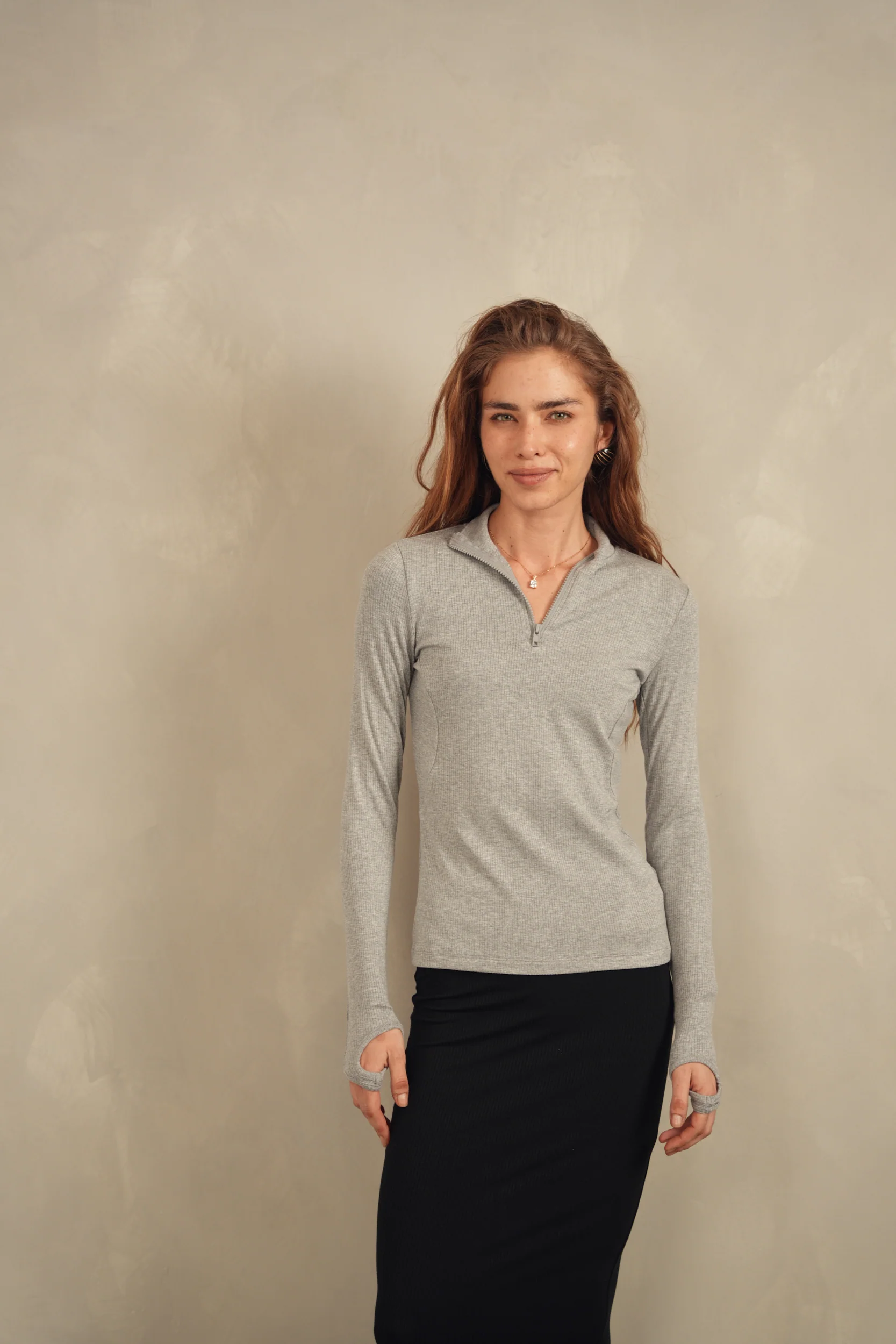 Soft Rib Zipper Tee - Image 7