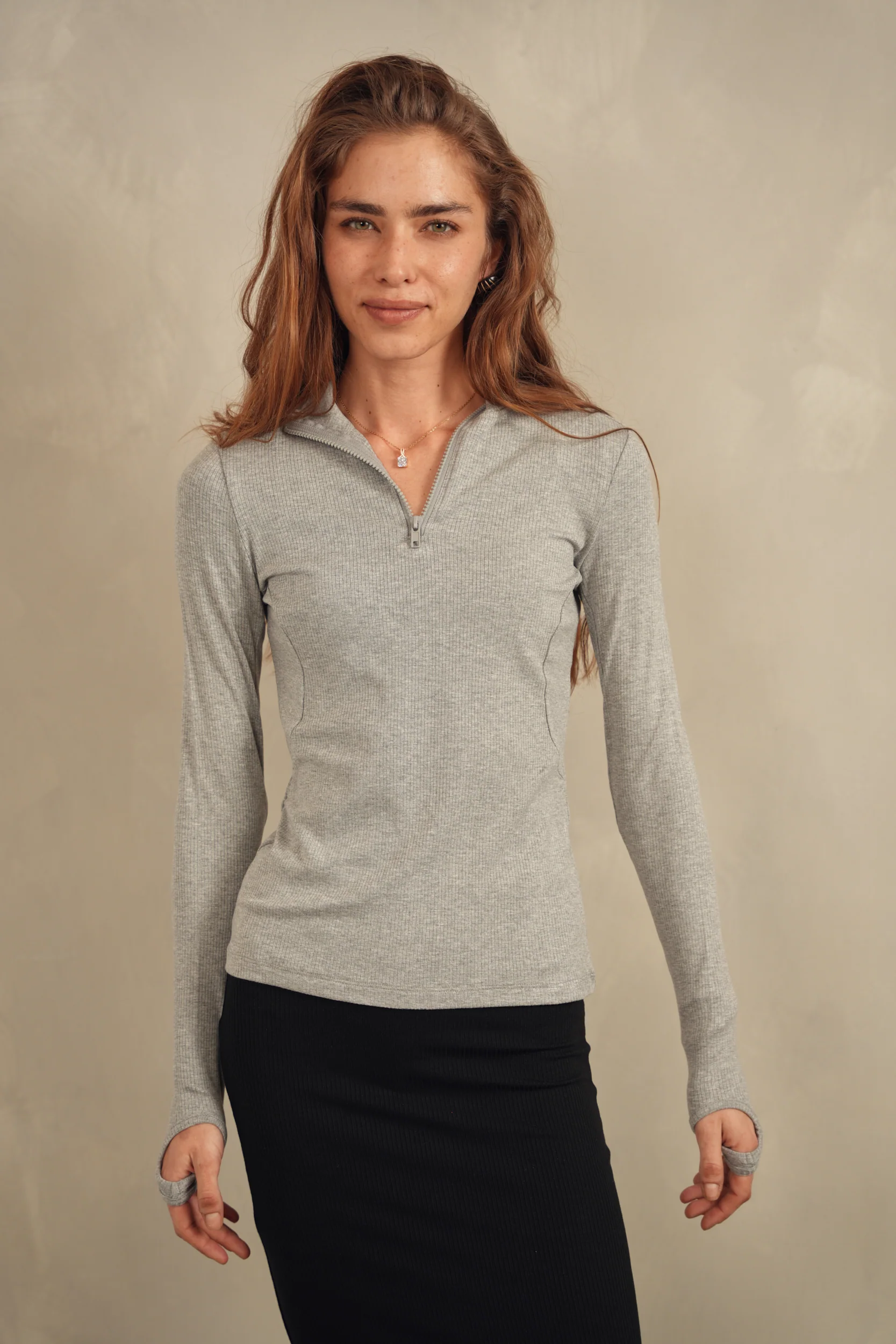 Soft Rib Zipper Tee - Image 8