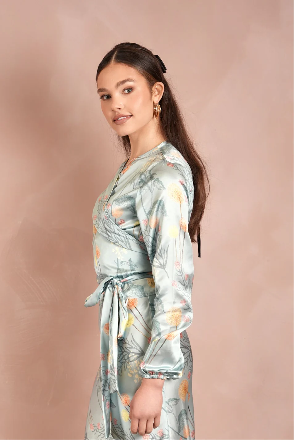 Print Satin Wrap Top - Image 3