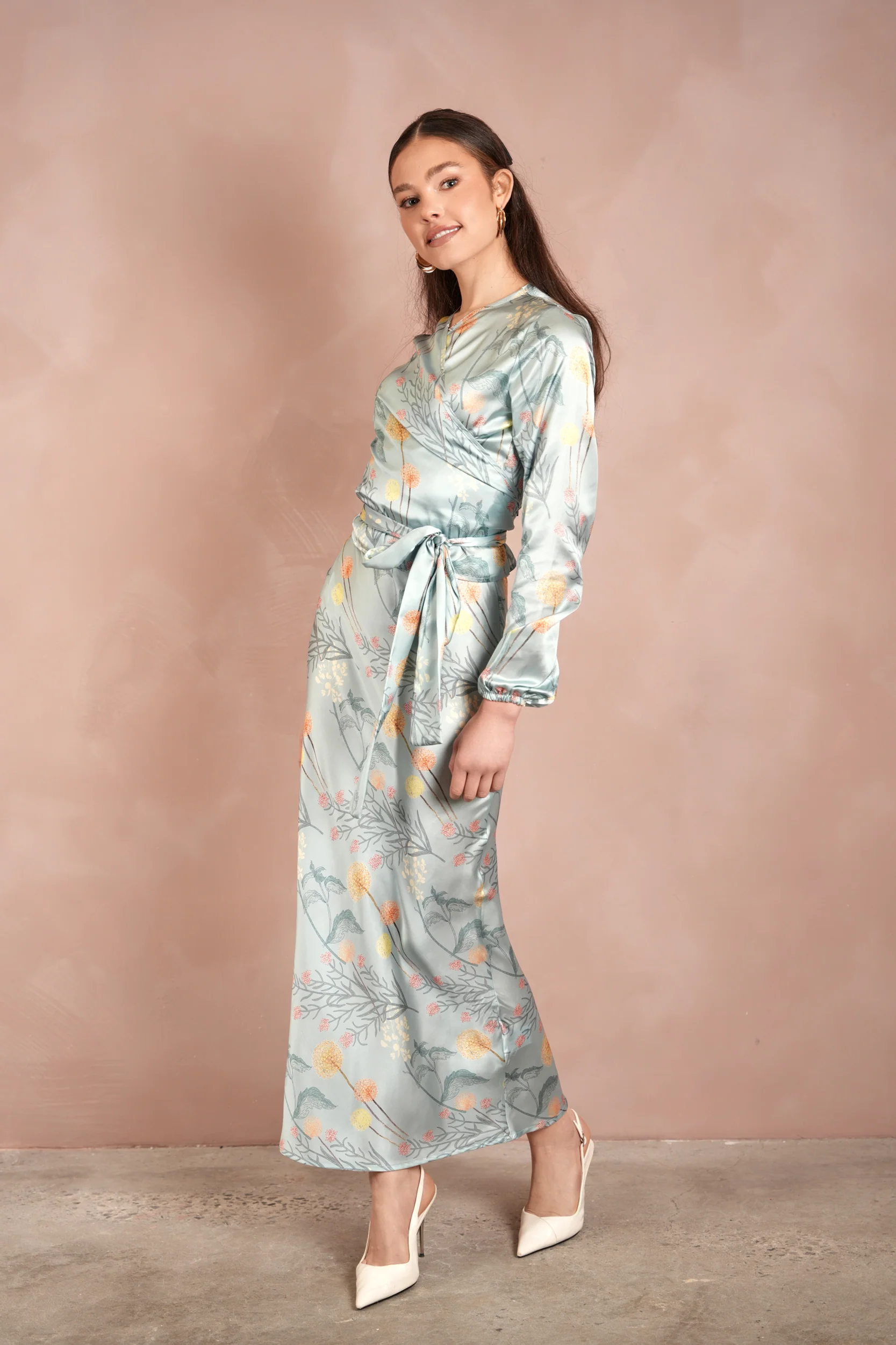 Print Satin Wrap Top - Image 5