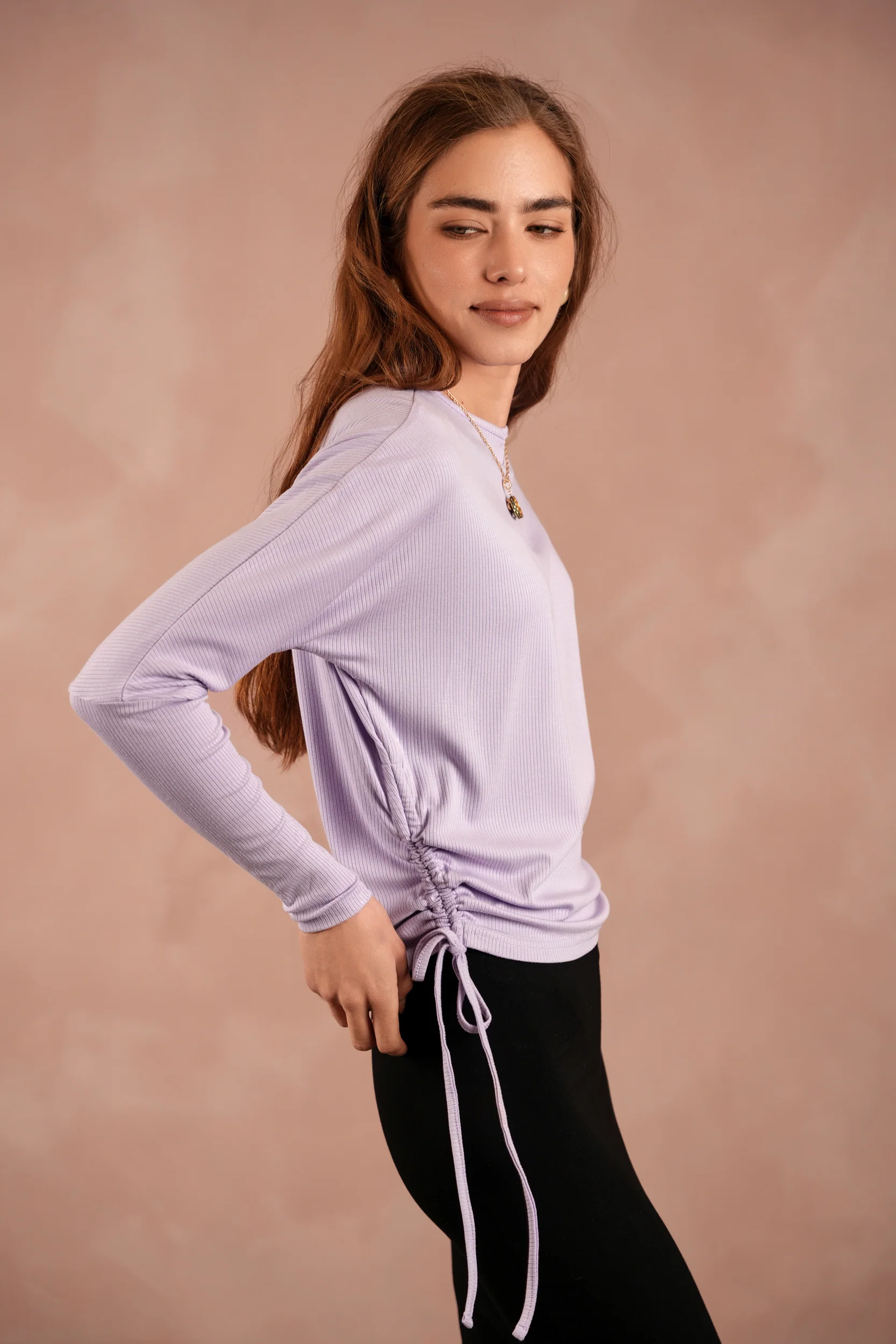 Soft Rib Ruched Dolman Top - Image 6