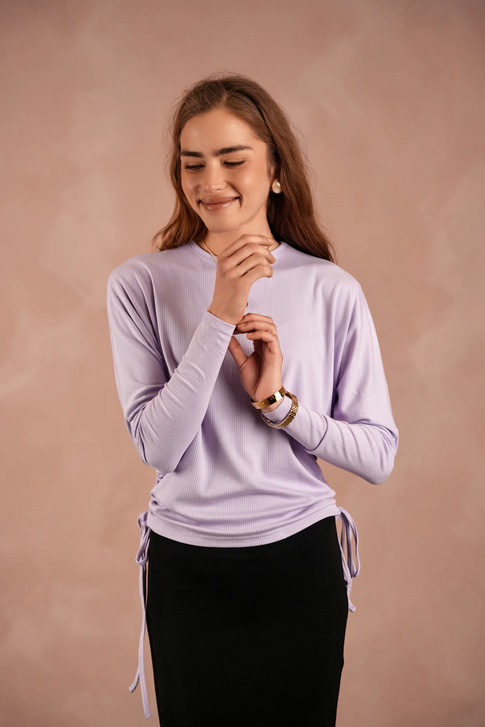 Soft Rib Ruched Dolman Top - Image 8
