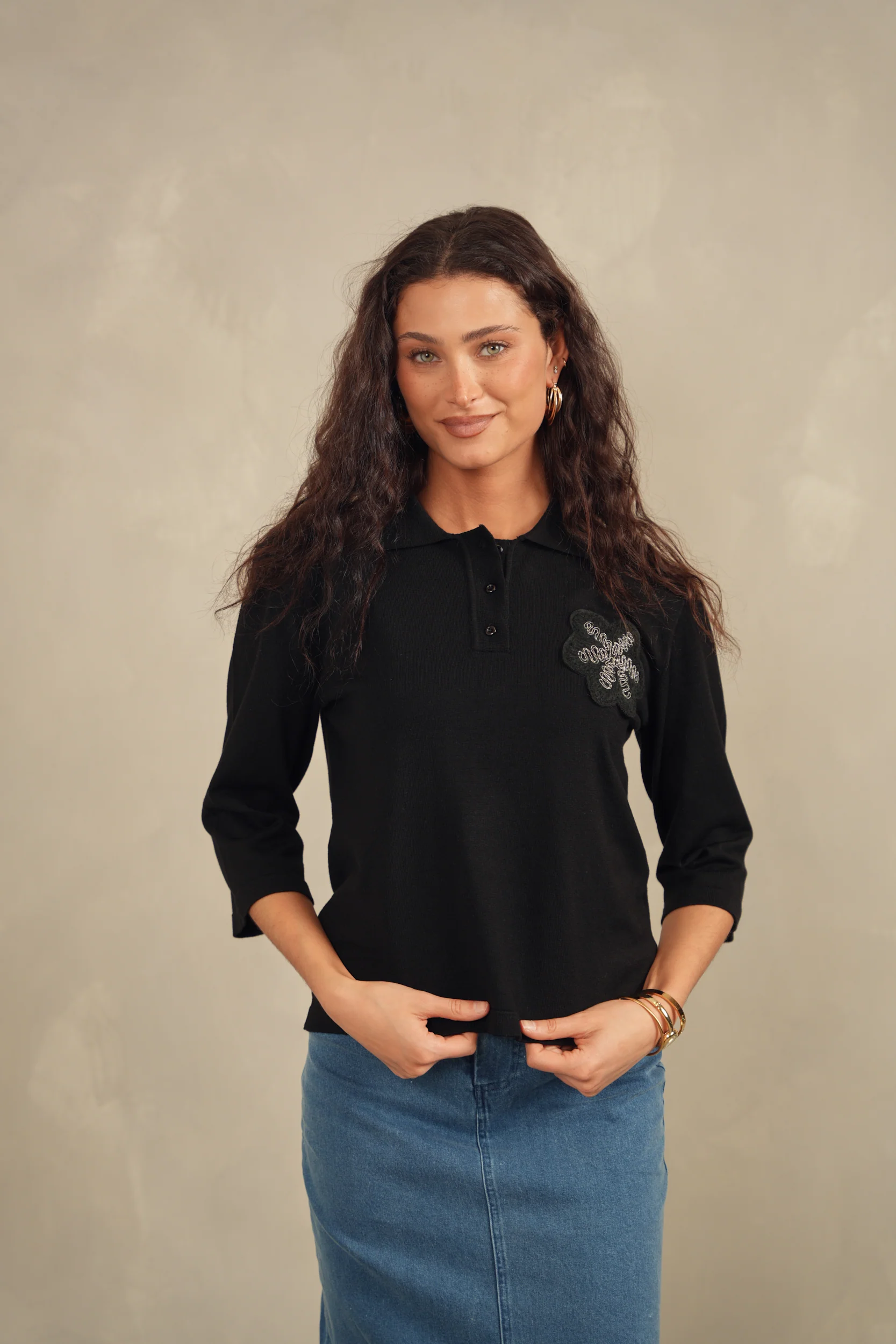 Thin Knit Polo Top - Image 3