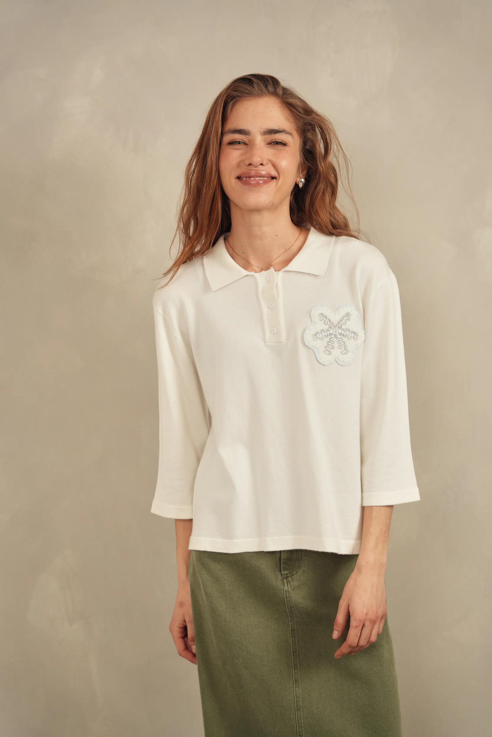 Thin Knit Polo Top - Image 6