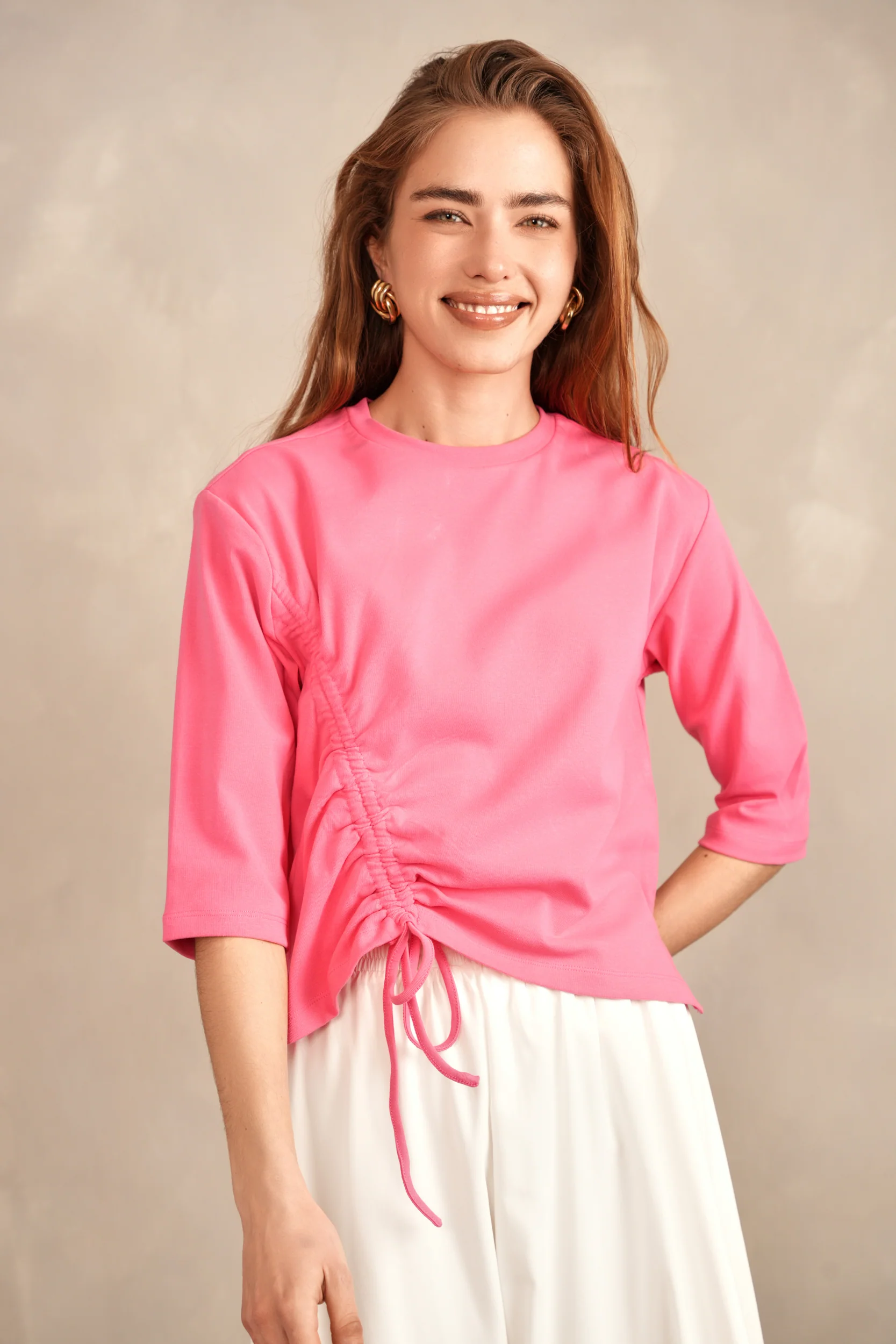 Boxy Tee With Ruching