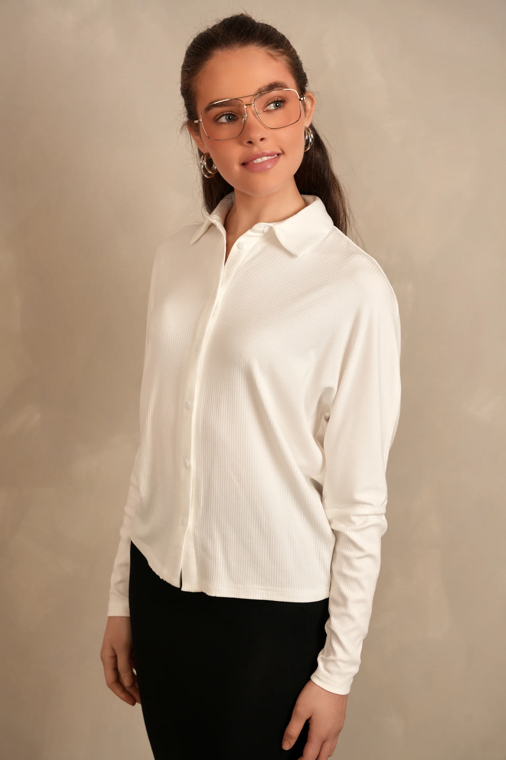 Soft Rib Dolman Sleeve Shirt - Image 25