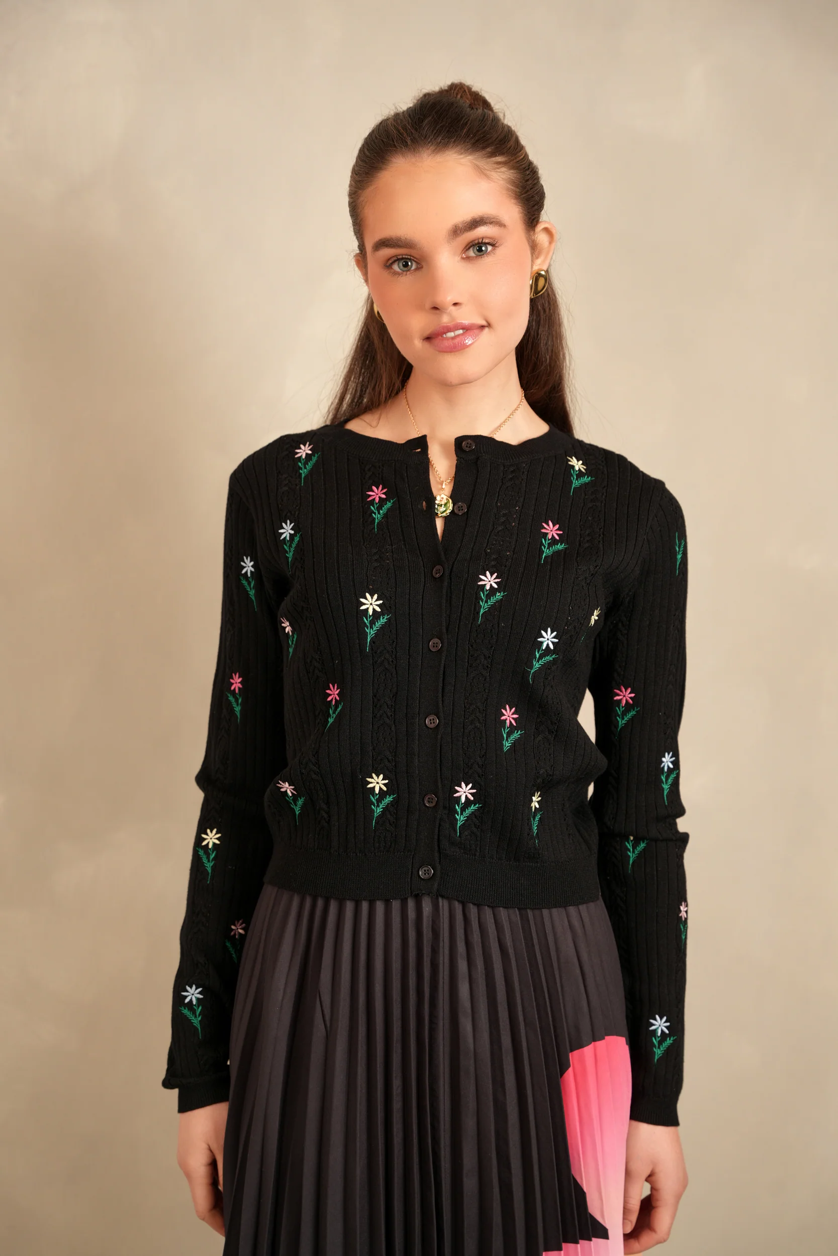 Knitted Embroidery Cardigan