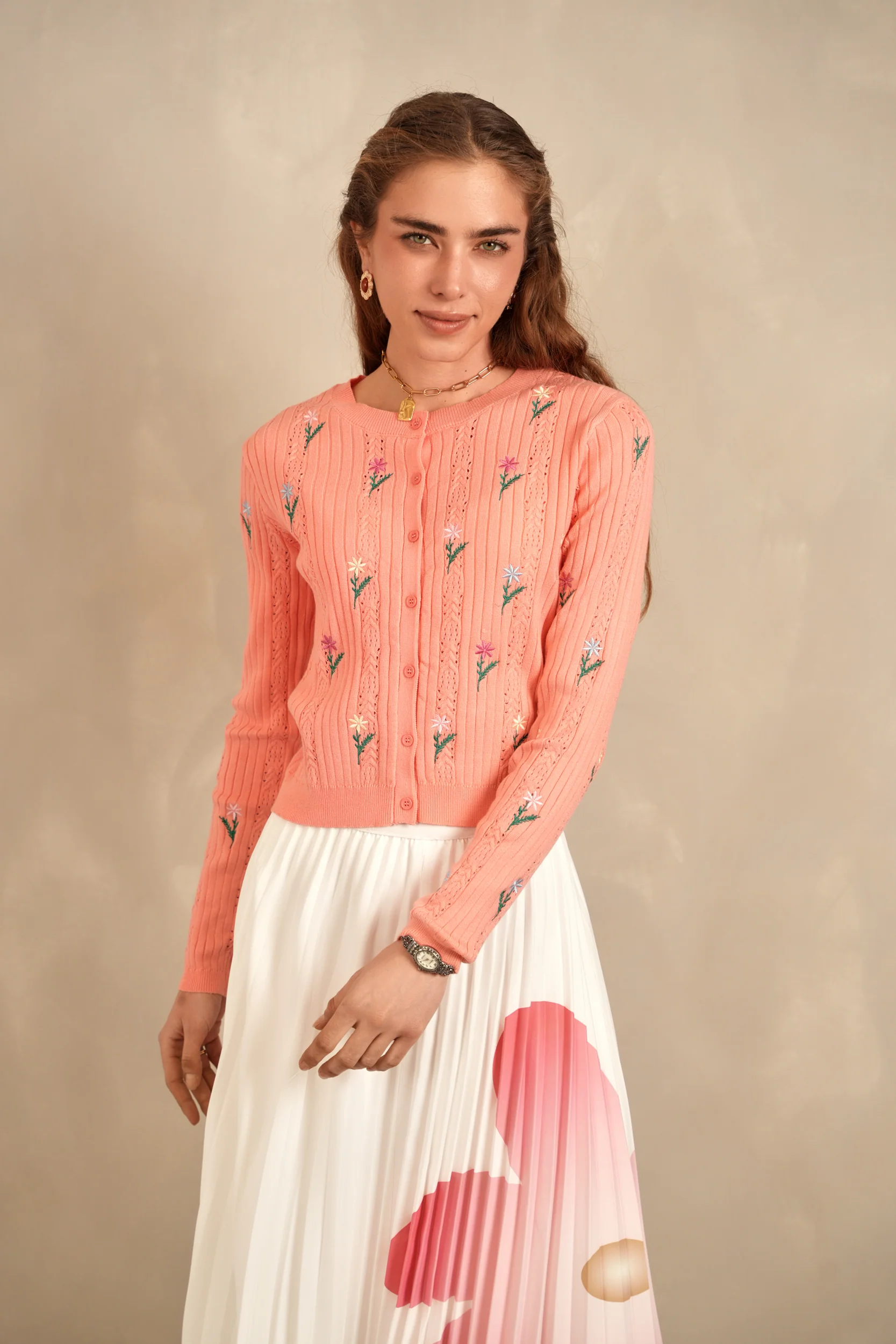 Knitted Embroidery Cardigan - Image 7