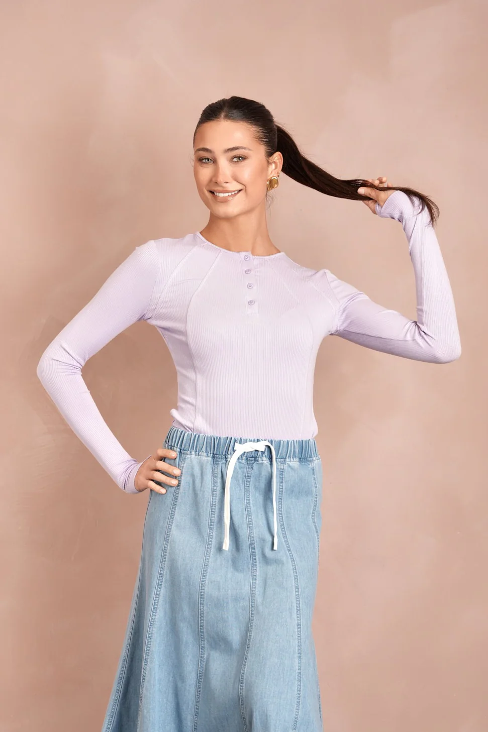 Henley Neck Soft Rib Tee - Image 14