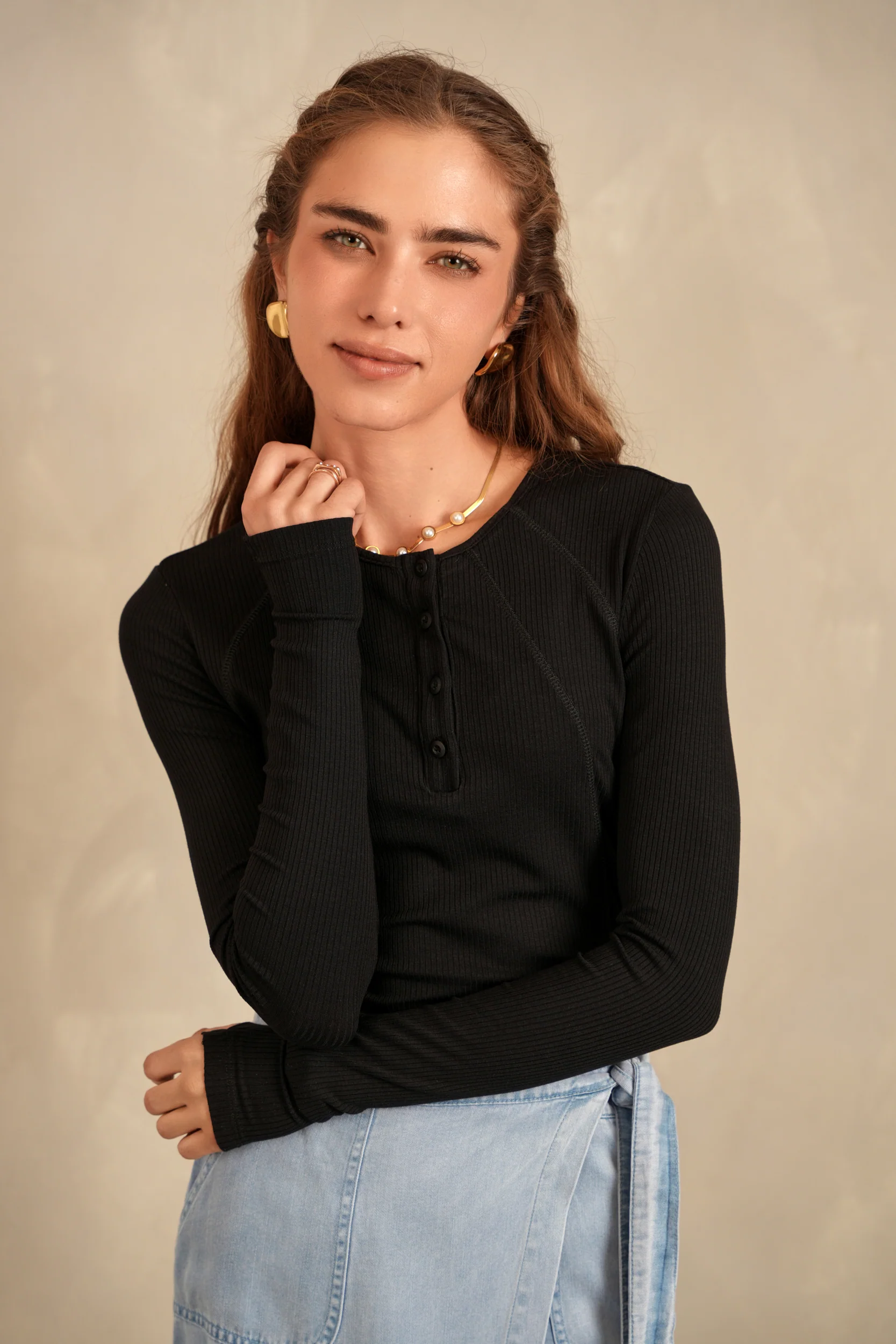Henley Neck Soft Rib Tee - Image 6