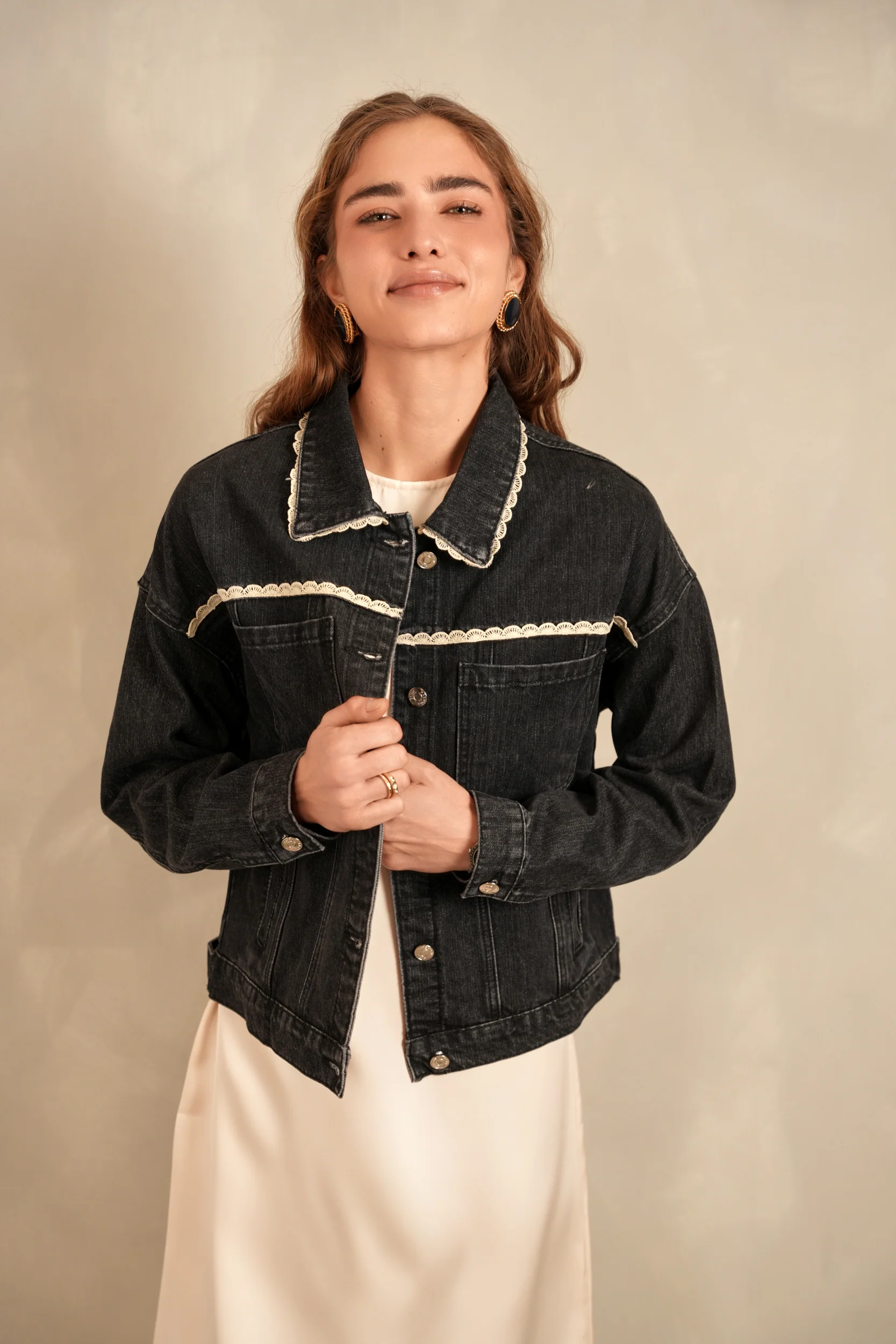 Oversized Denim Jacket w/ Lace - Image 18
