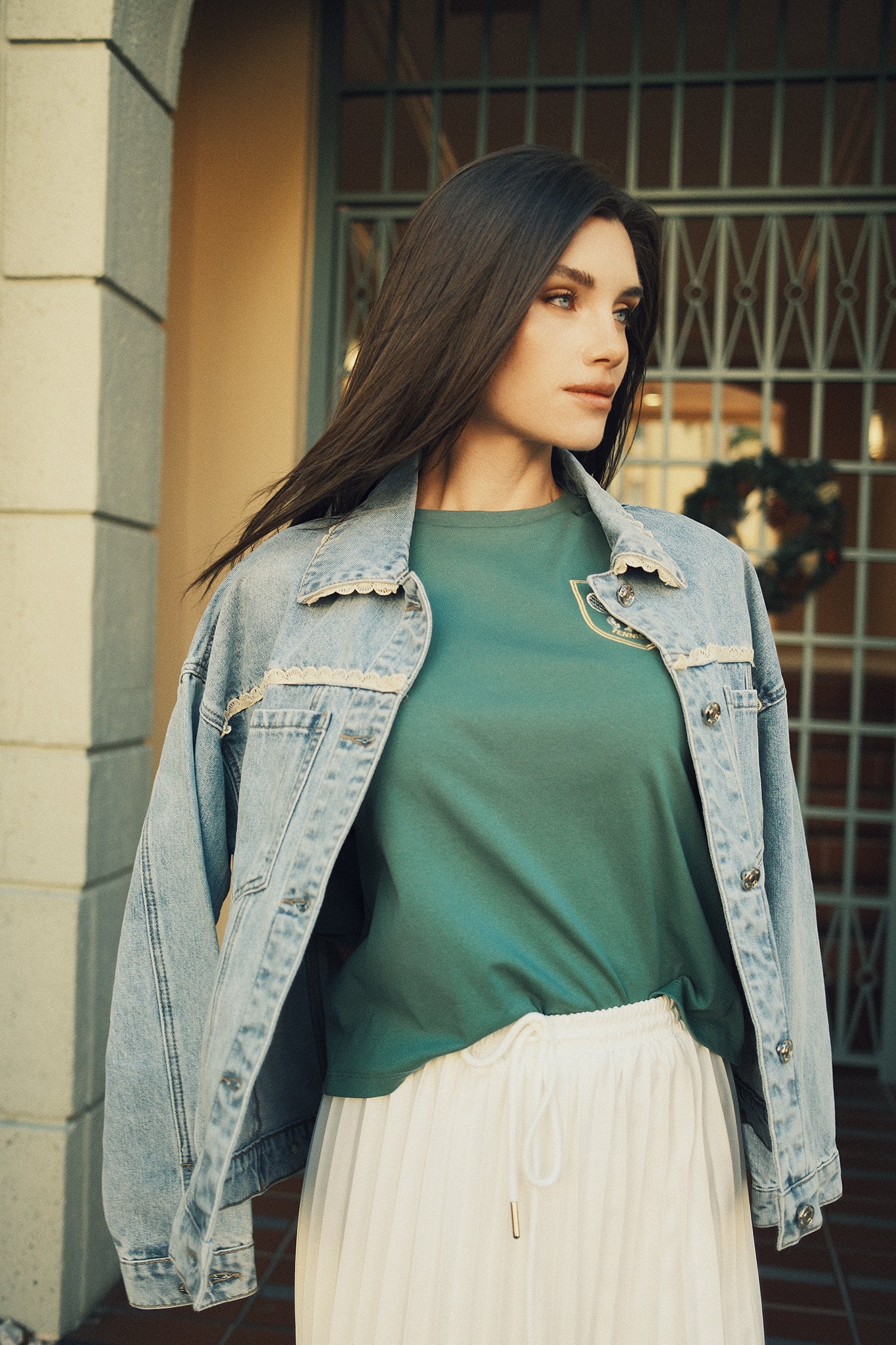 Oversized Denim Jacket w/ Lace - Image 27