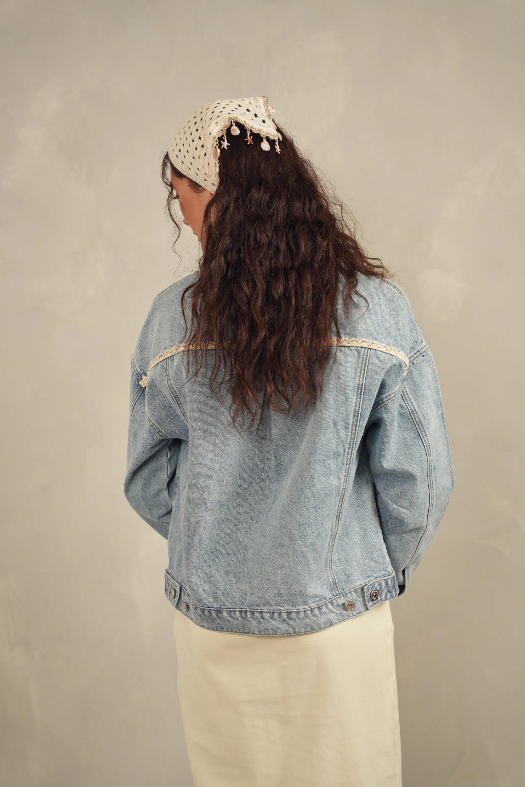 Oversized Denim Jacket w/ Lace - Image 8