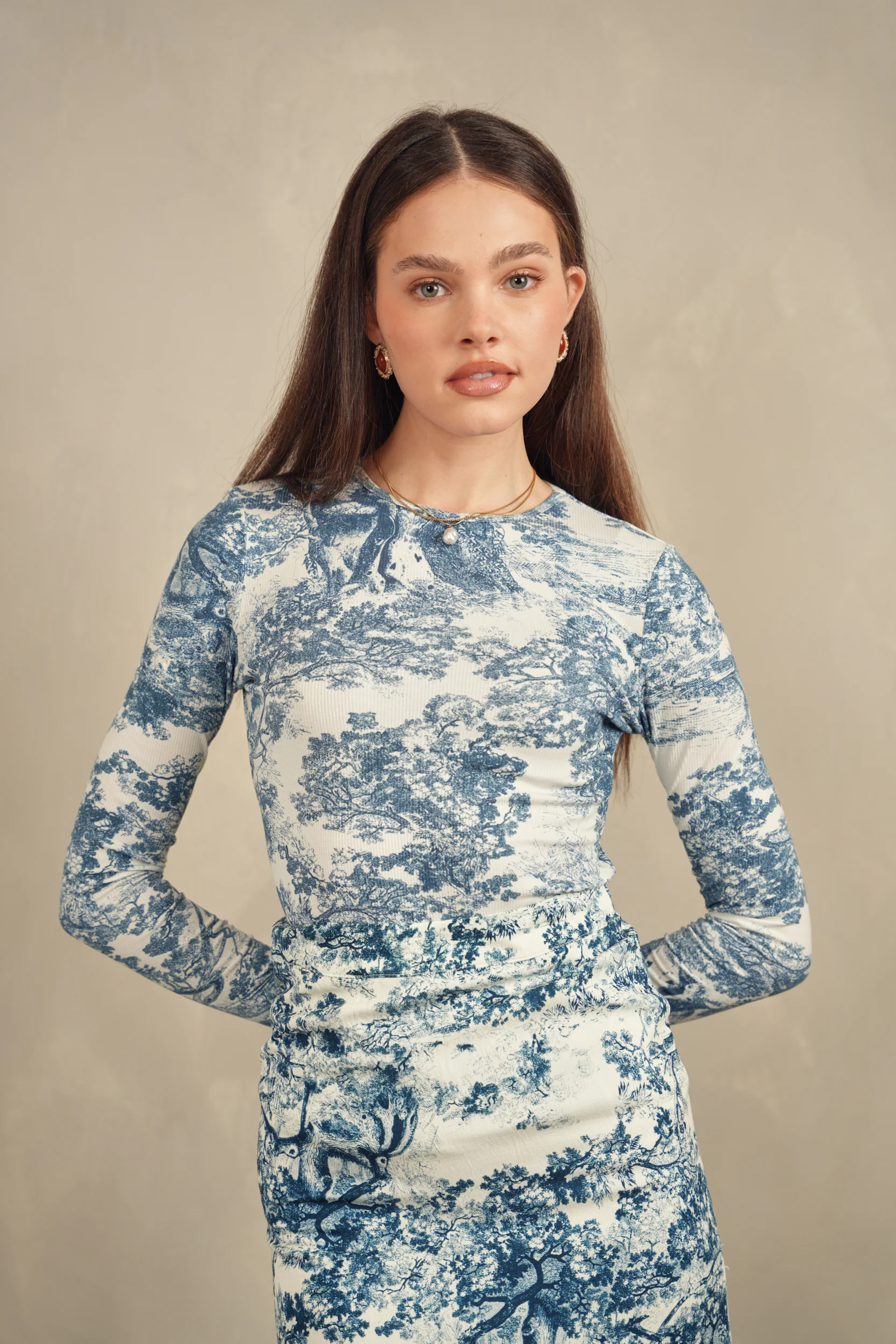 Printed V-Neck Top - Image 2