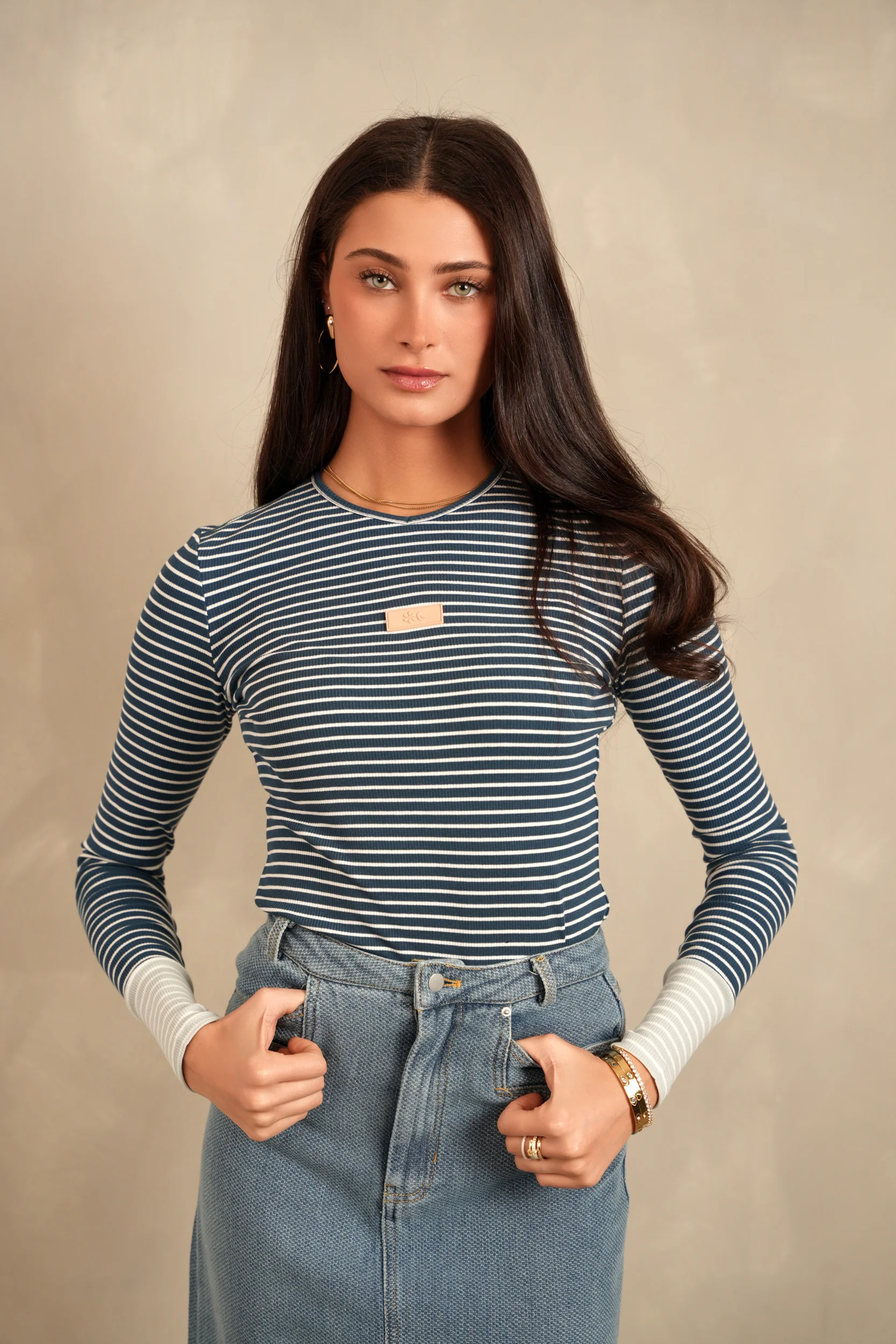 V-Neck Striped Tee