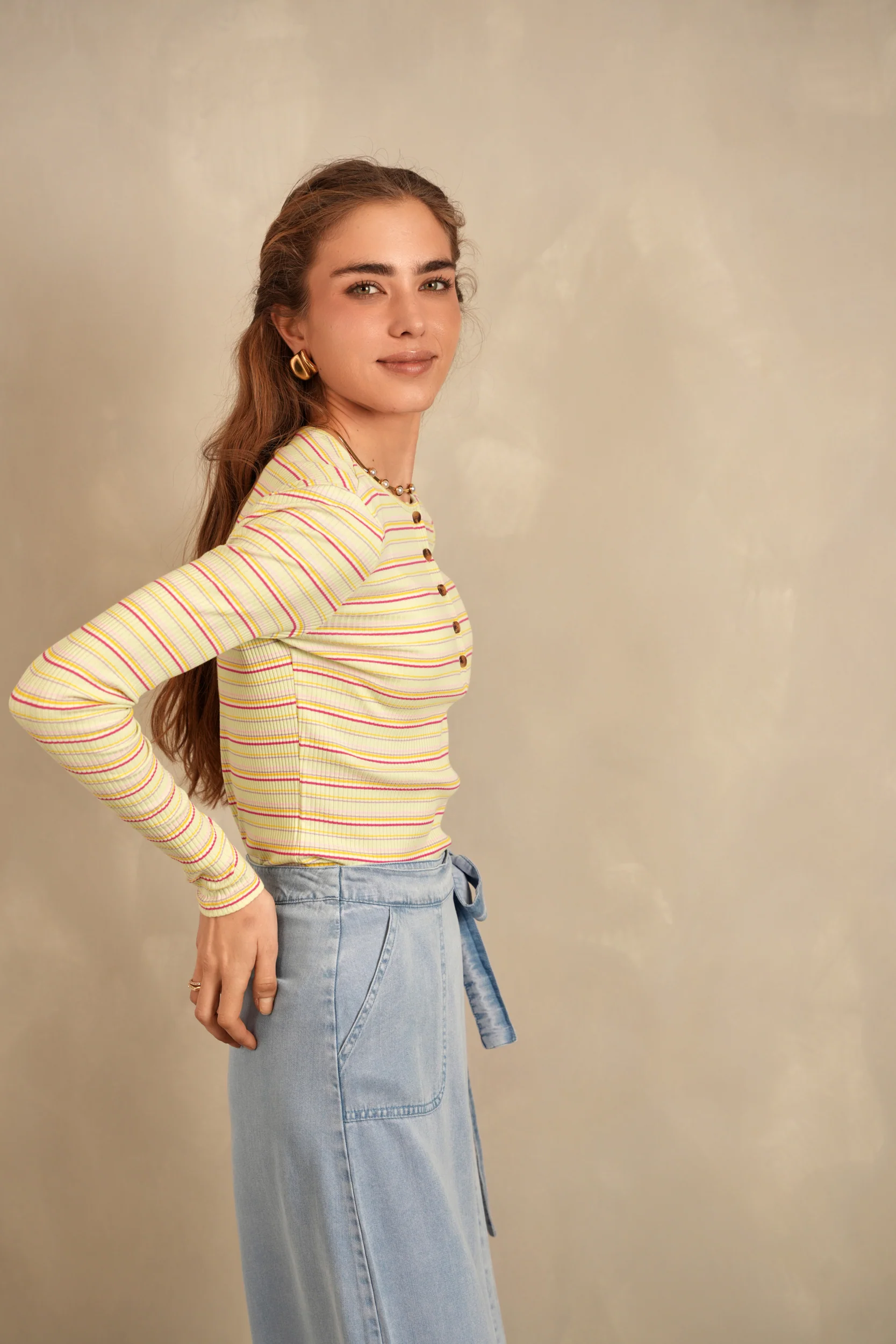 Striped Rib Henley Tee - Image 10