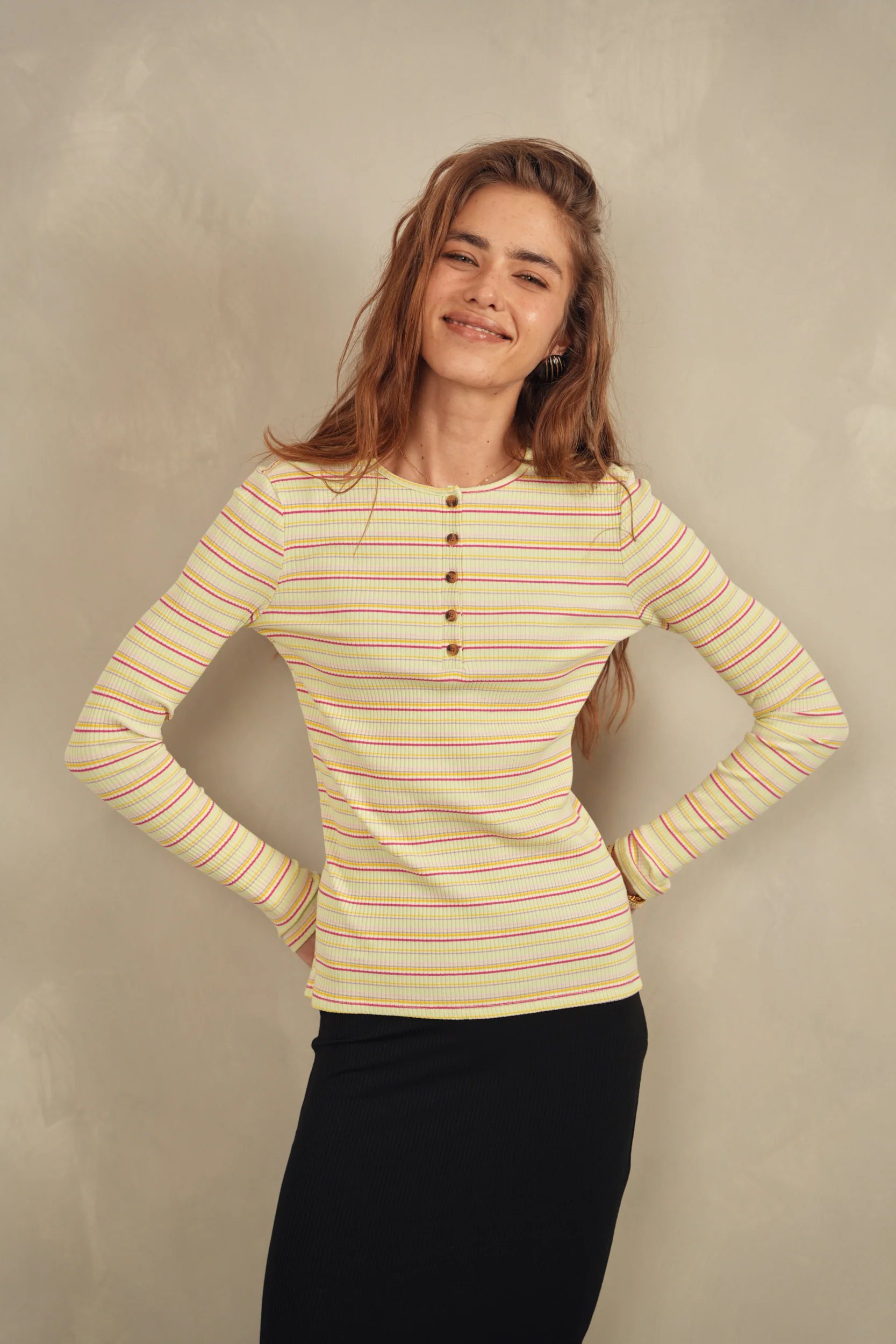 Striped Rib Henley Tee - Image 12