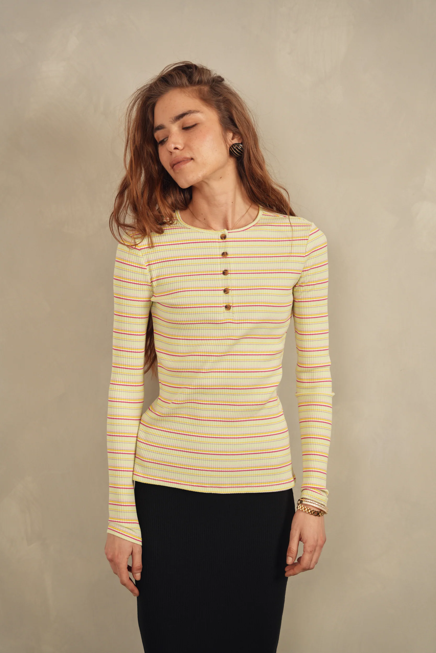 Striped Rib Henley Tee - Image 13