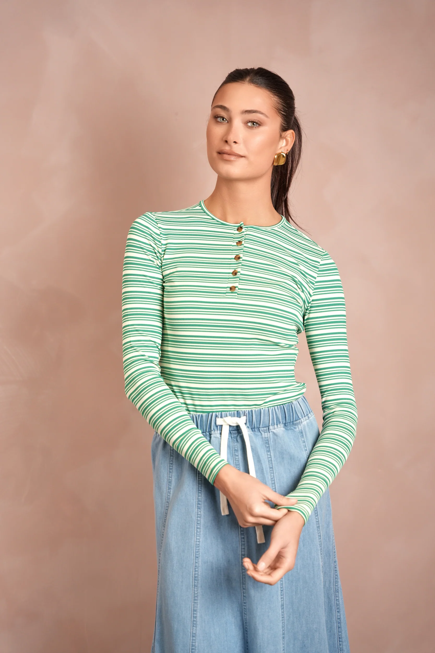Striped Rib Henley Tee - Image 15