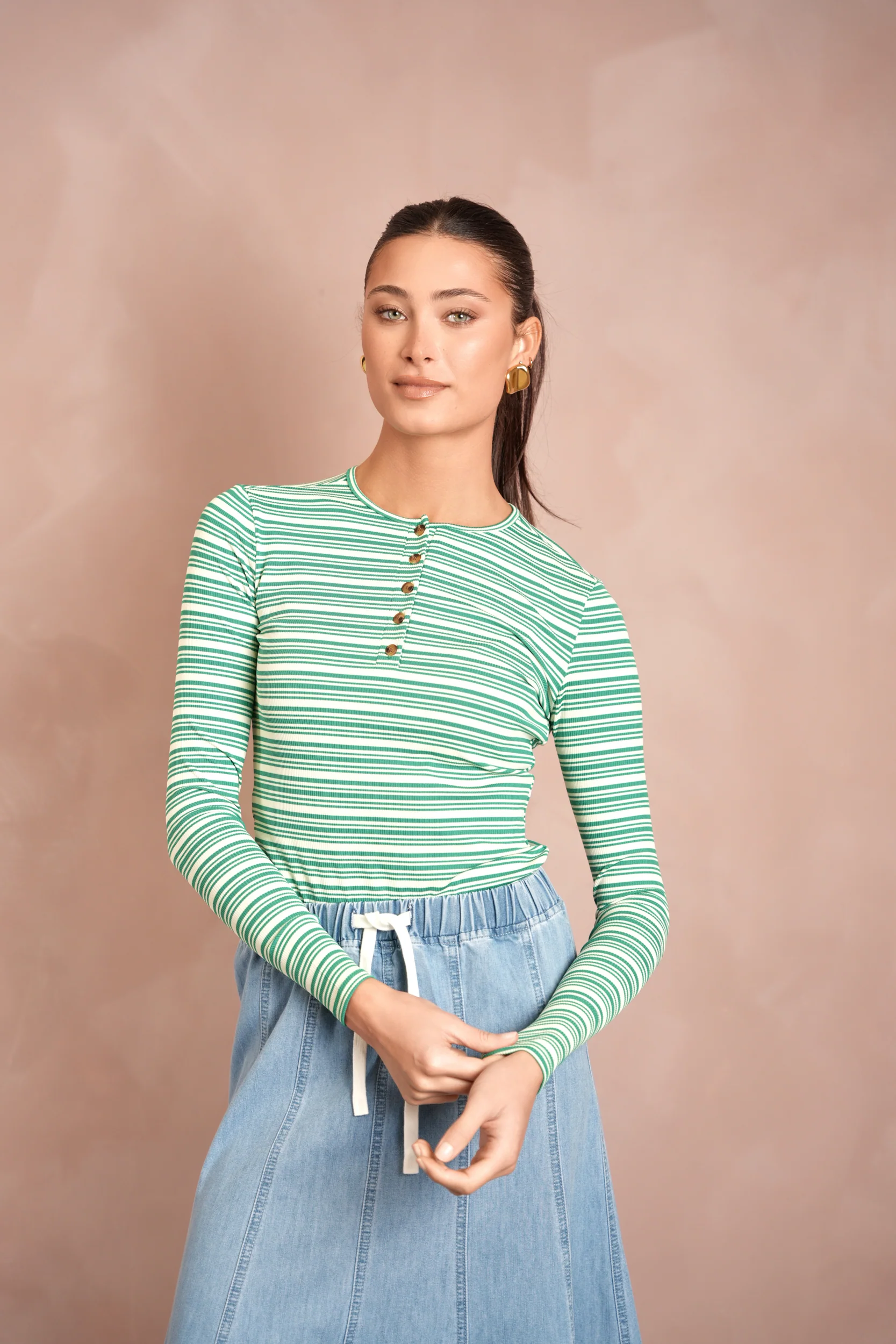 Striped Rib Henley Tee - Image 16