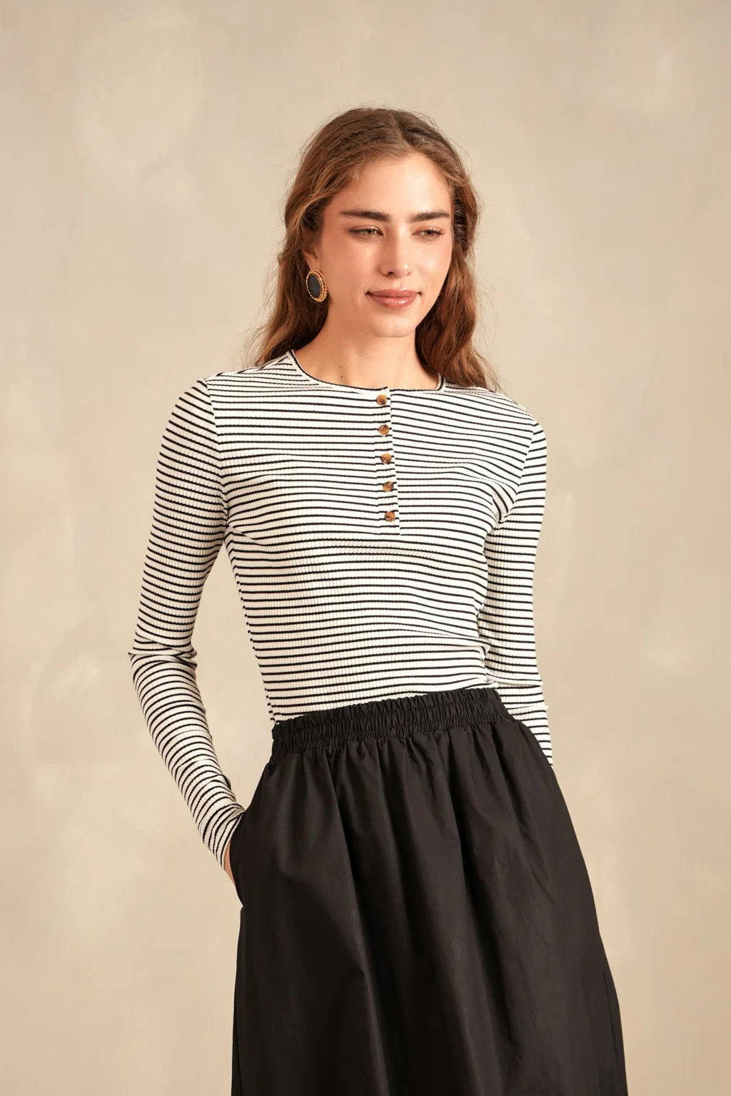 Striped Rib Henley Tee - Image 2
