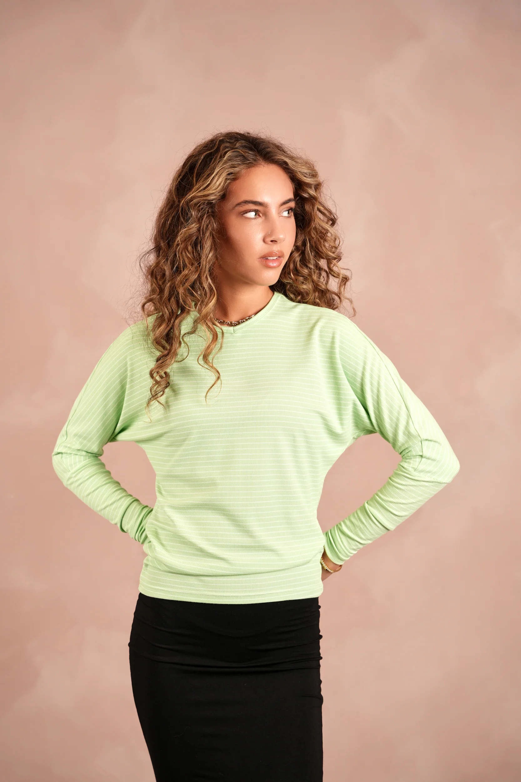 Striped Rib Dolman Tee - Image 2