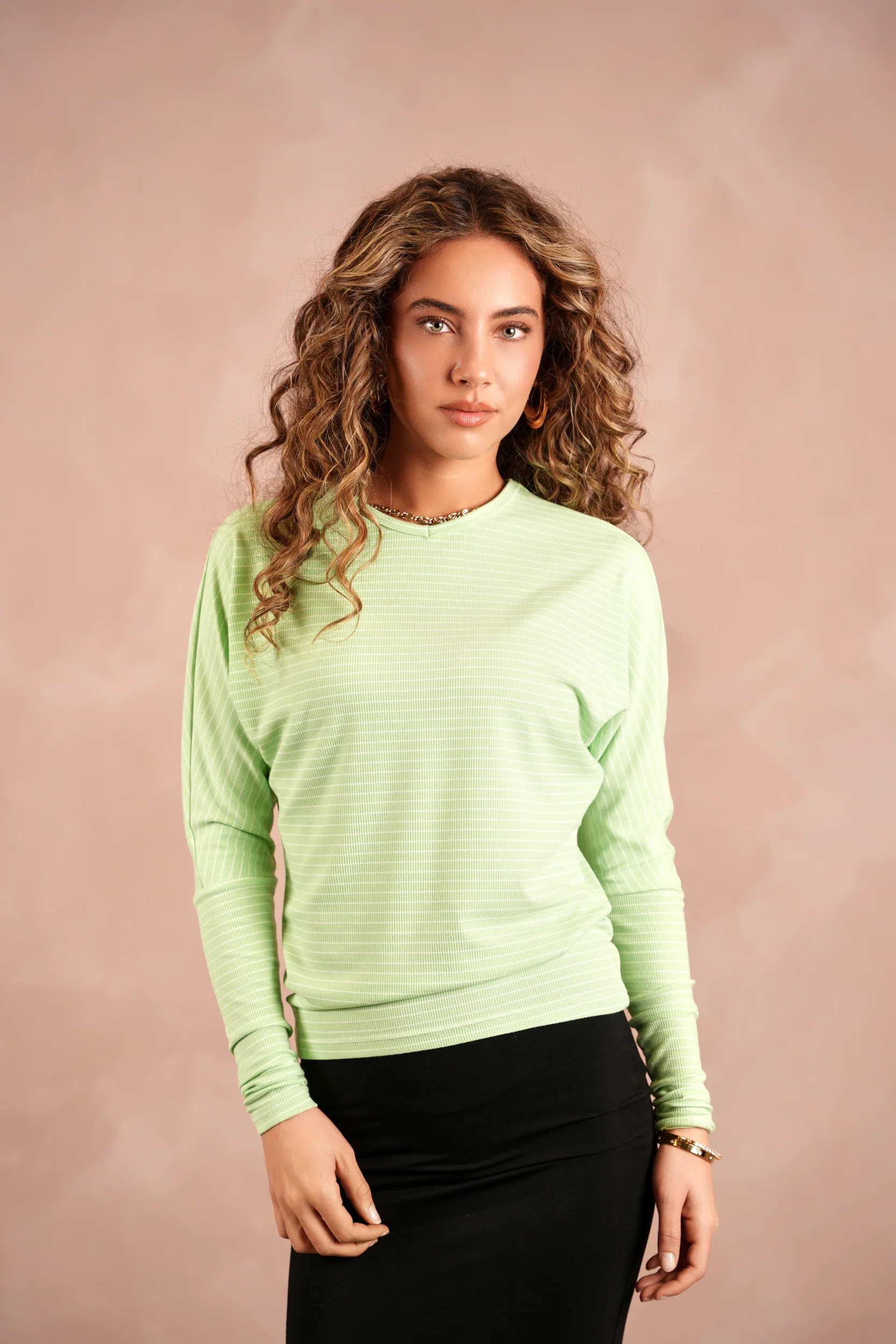 Striped Rib Dolman Tee - Image 3