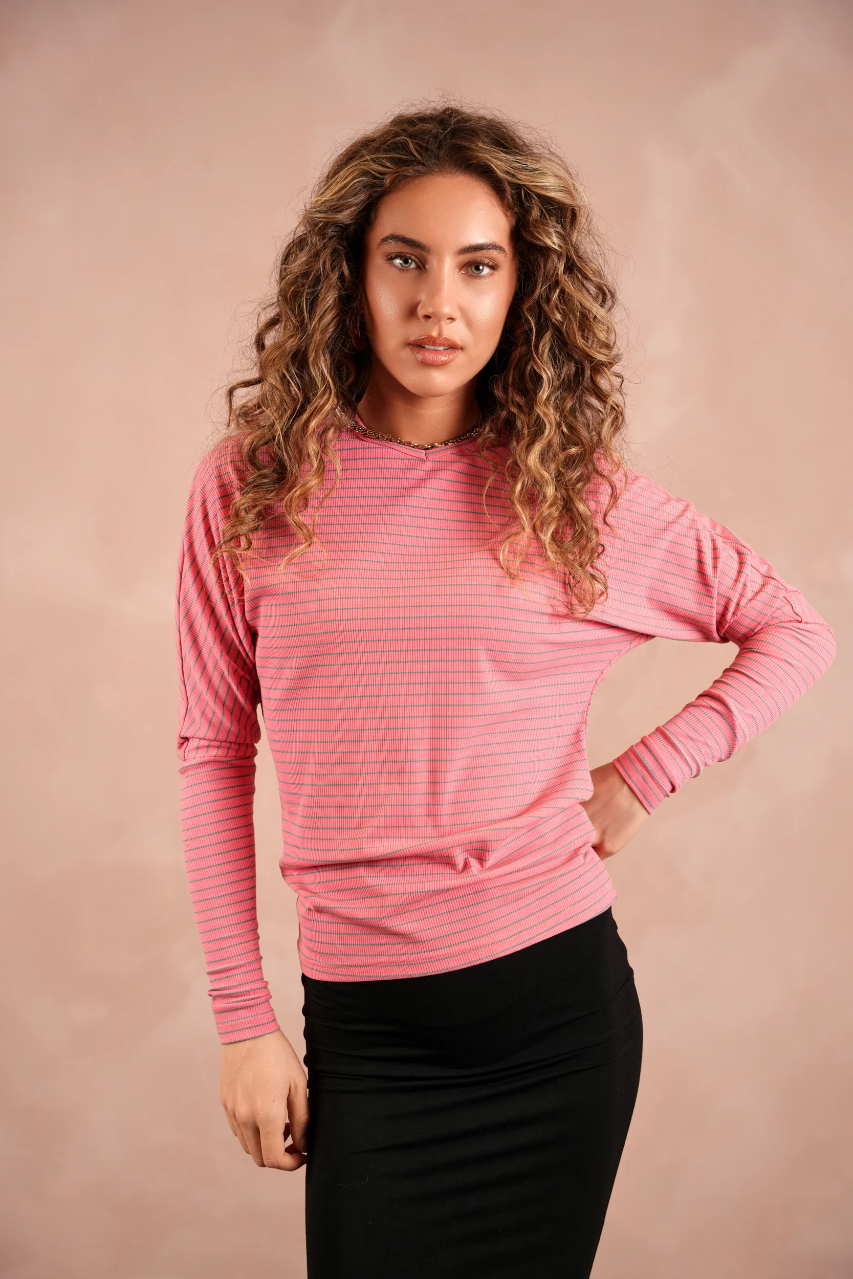 Striped Rib Dolman Tee - Image 5