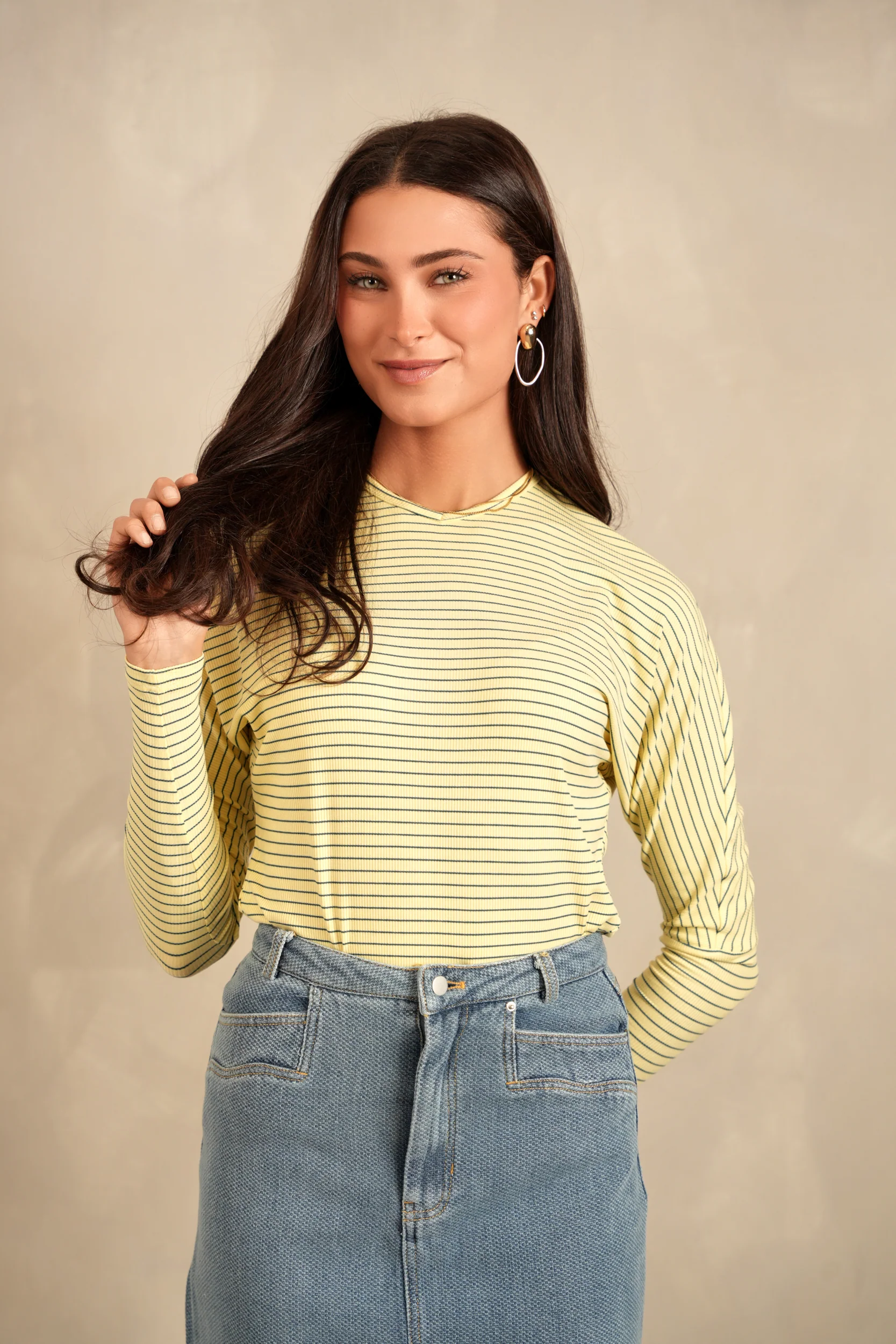 Striped Rib Dolman Tee - Image 7
