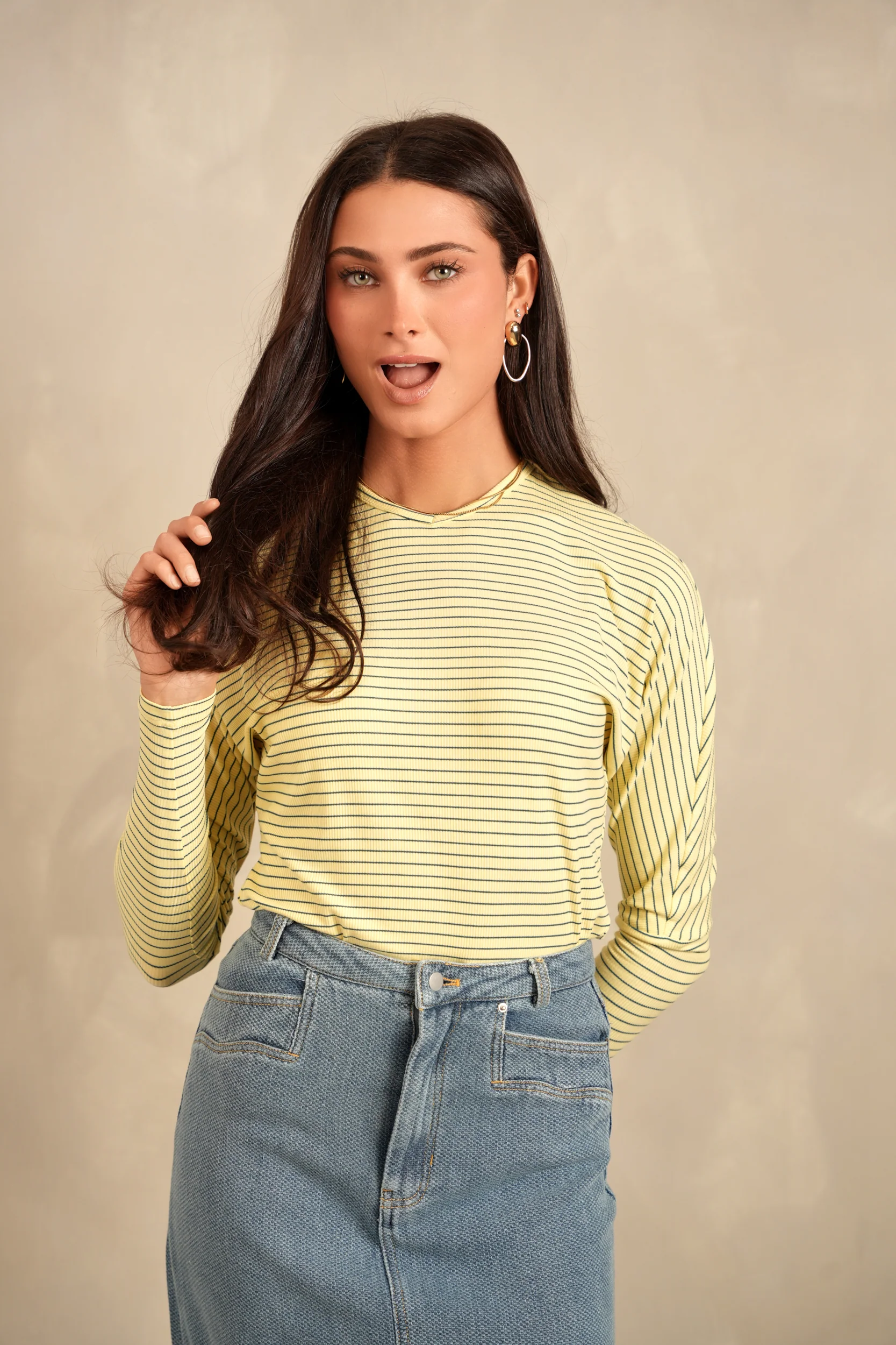 Striped Rib Dolman Tee - Image 9