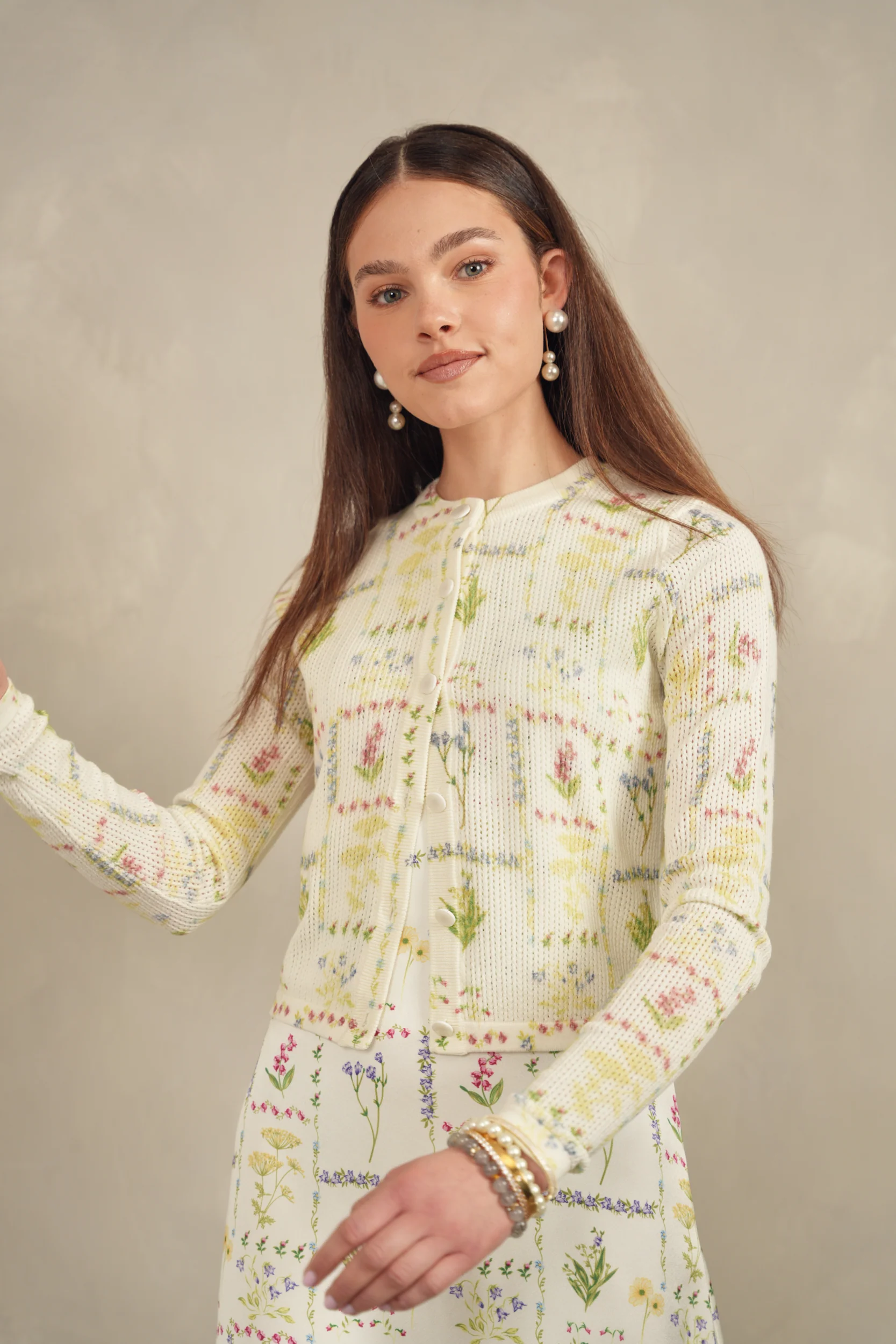Print Knit Cardigan - Image 8