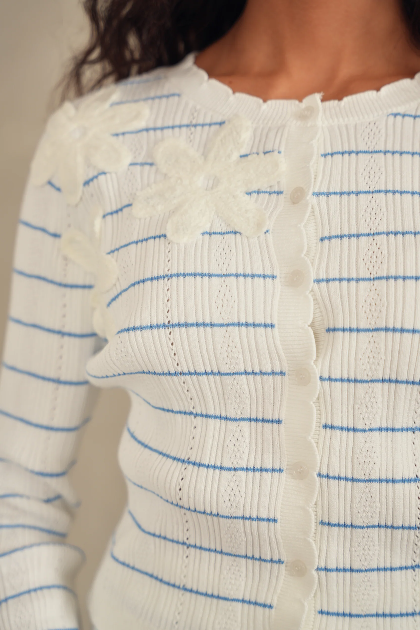 Pointelle Striped Cardigan - Image 6