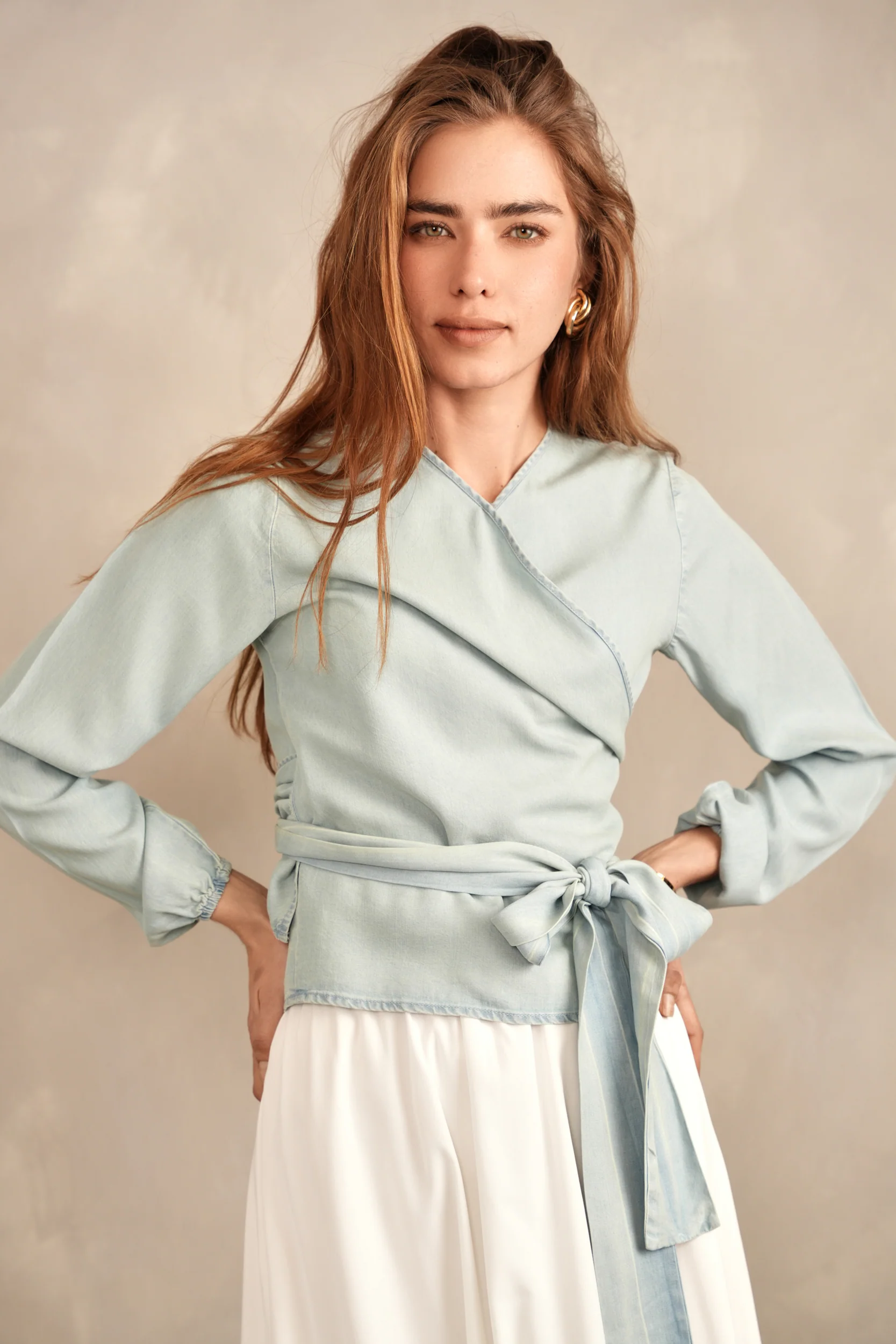 Tencel Denim Wrap Top