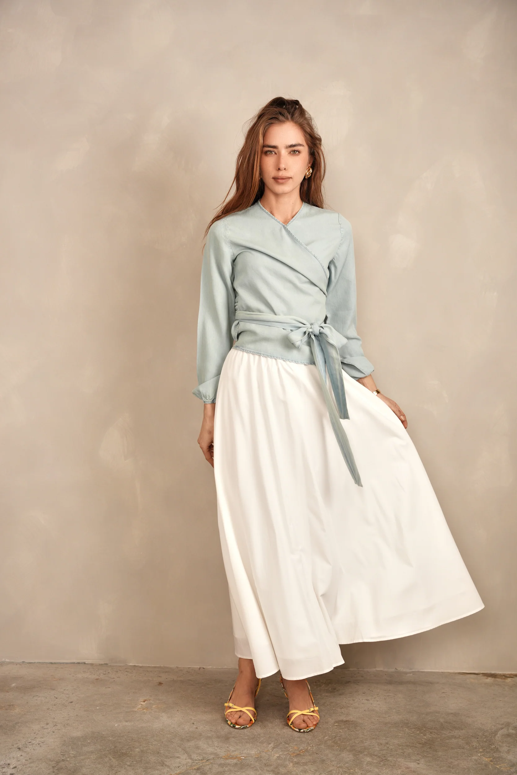 Tencel Denim Wrap Top - Image 4