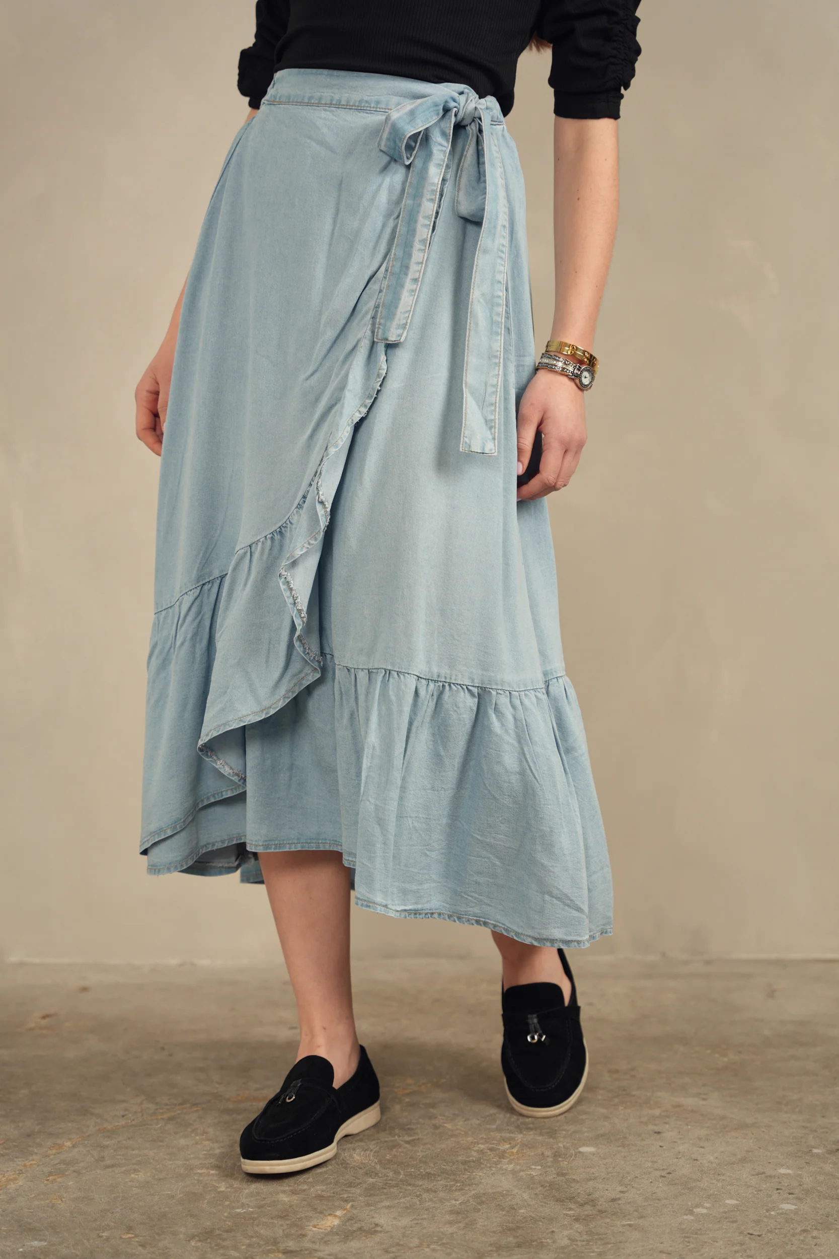 Mock Wrap Tencel Skirt - Image 4