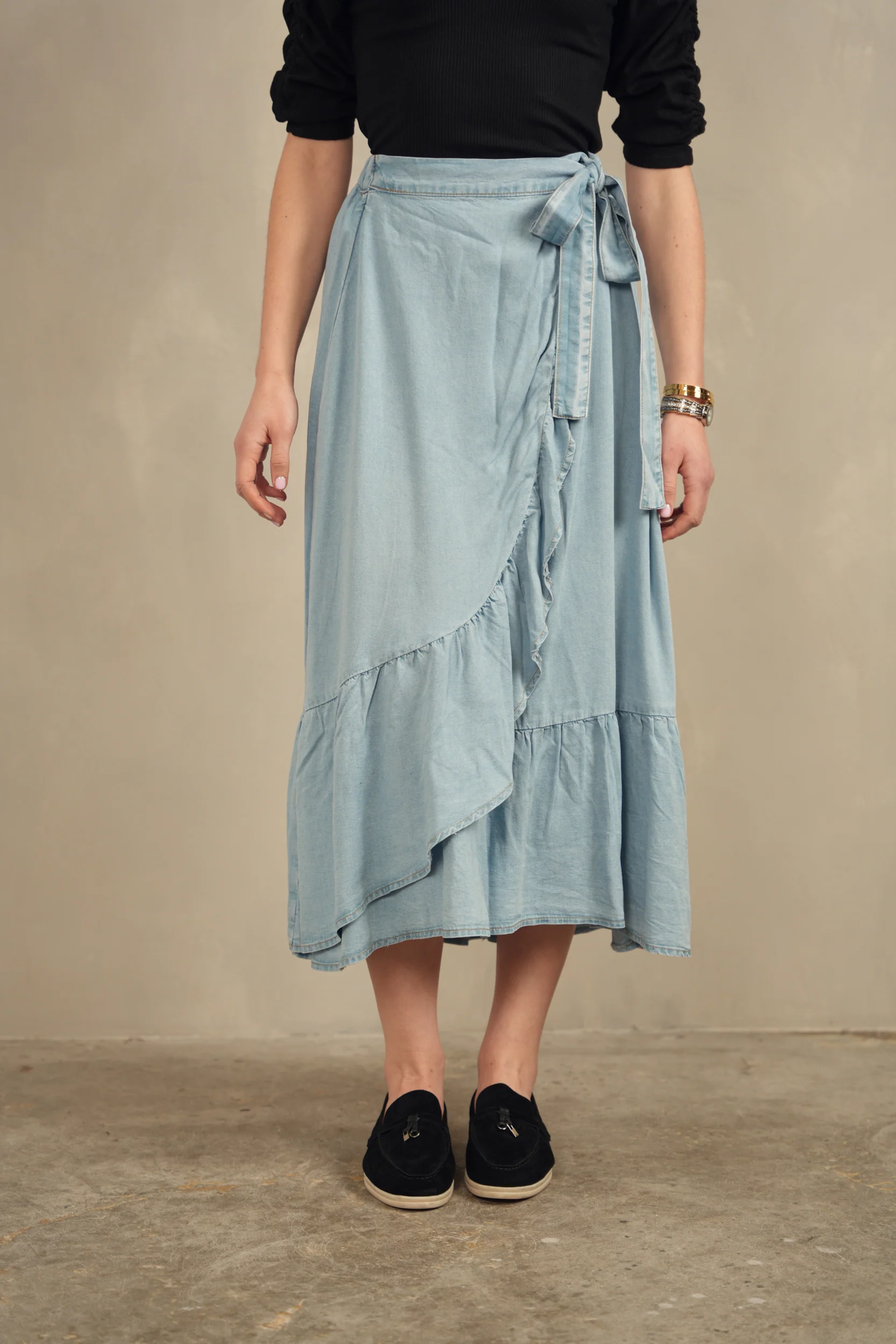 Mock Wrap Tencel Skirt - Image 5