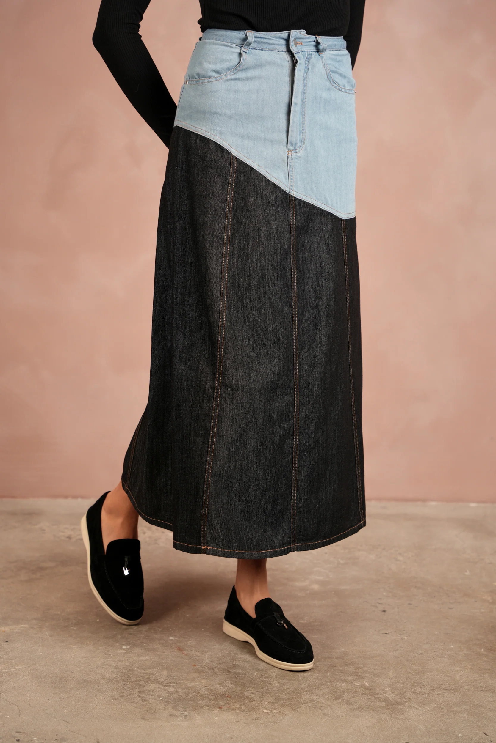 Denim Angled Yoke Skirt - Image 11