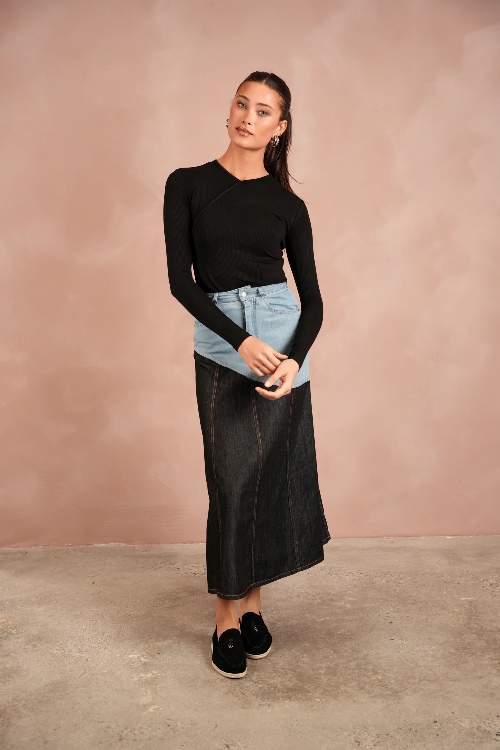 Denim Angled Yoke Skirt - Image 12