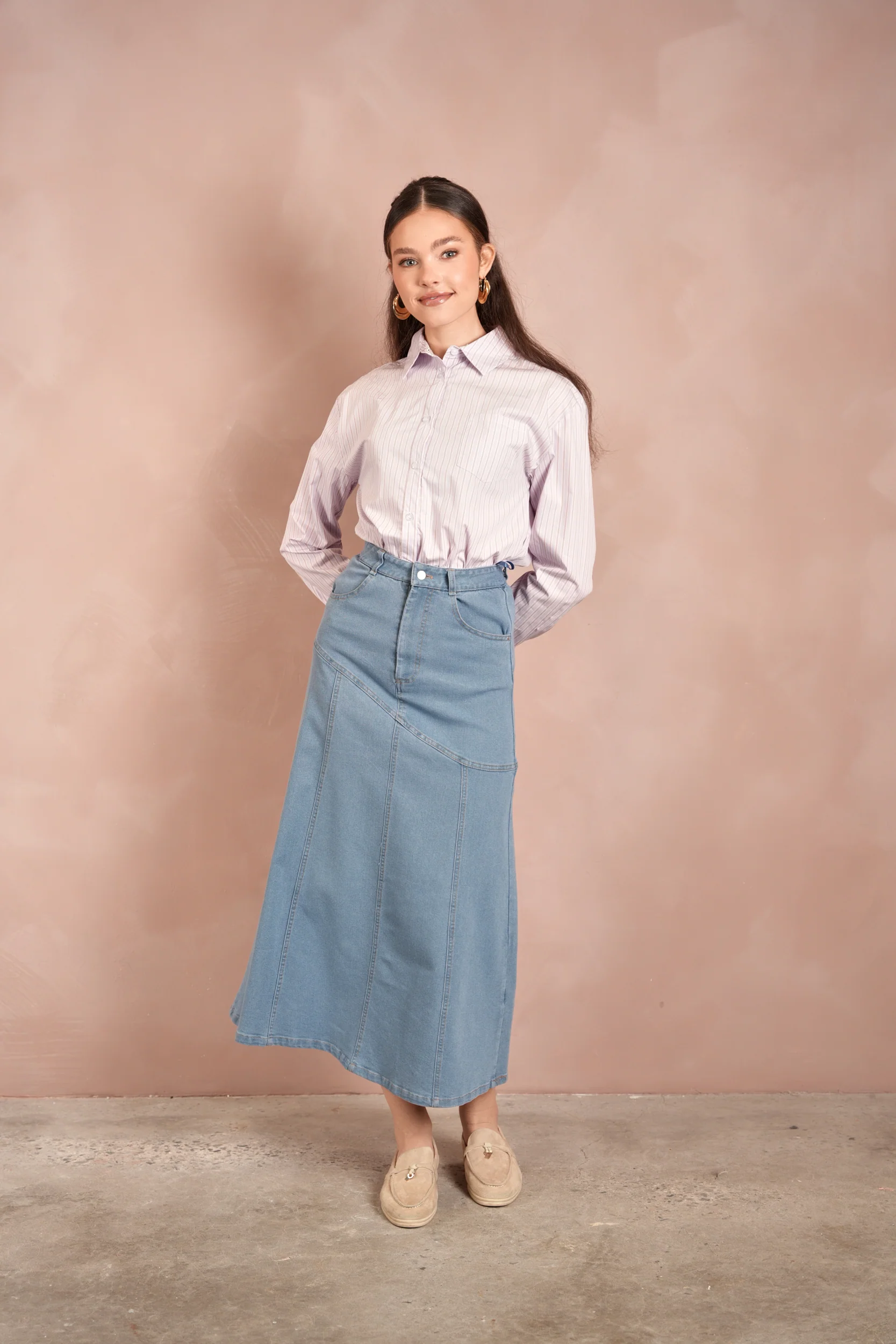Denim Angled Yoke Skirt - Image 14