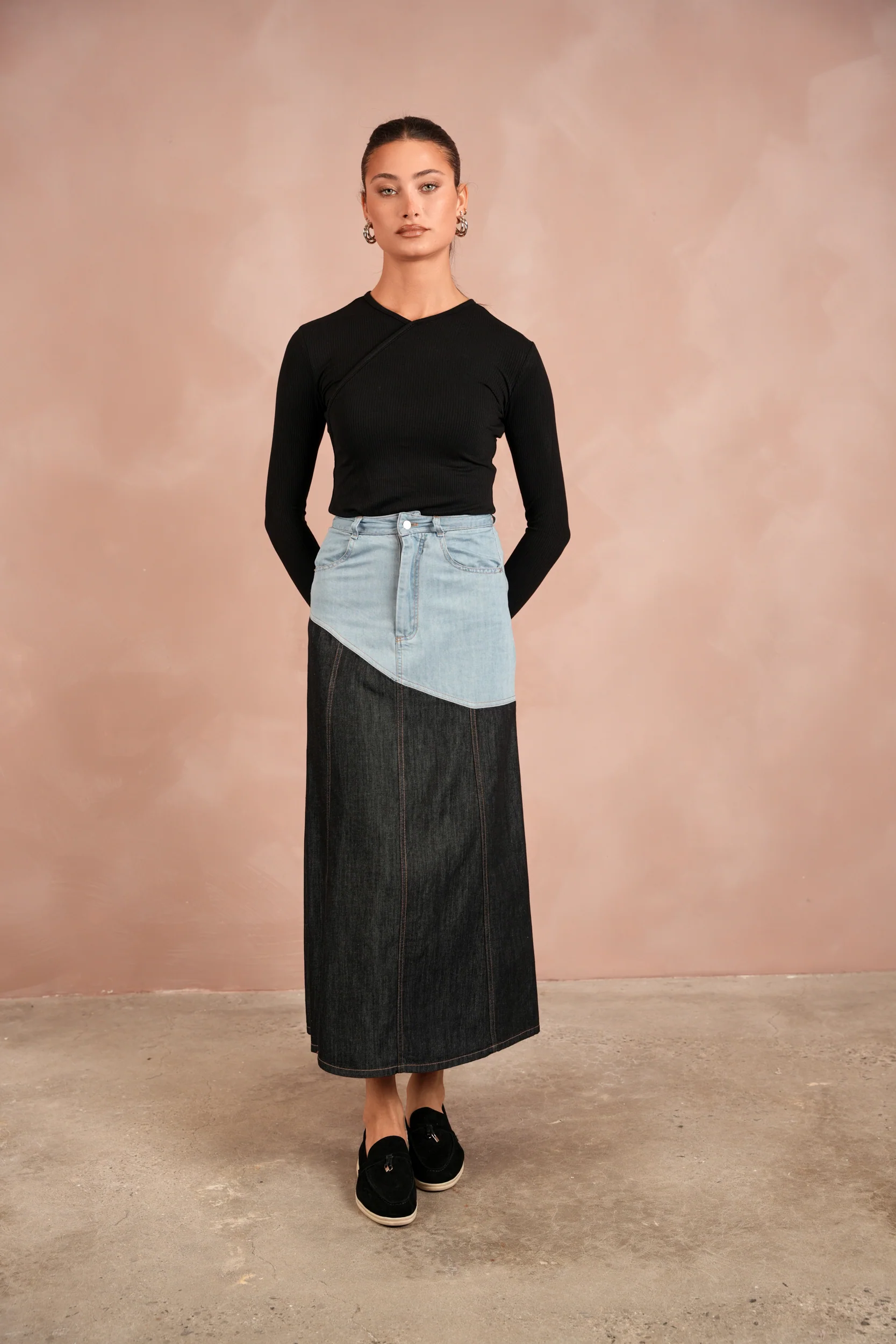 Denim Angled Yoke Skirt - Image 3