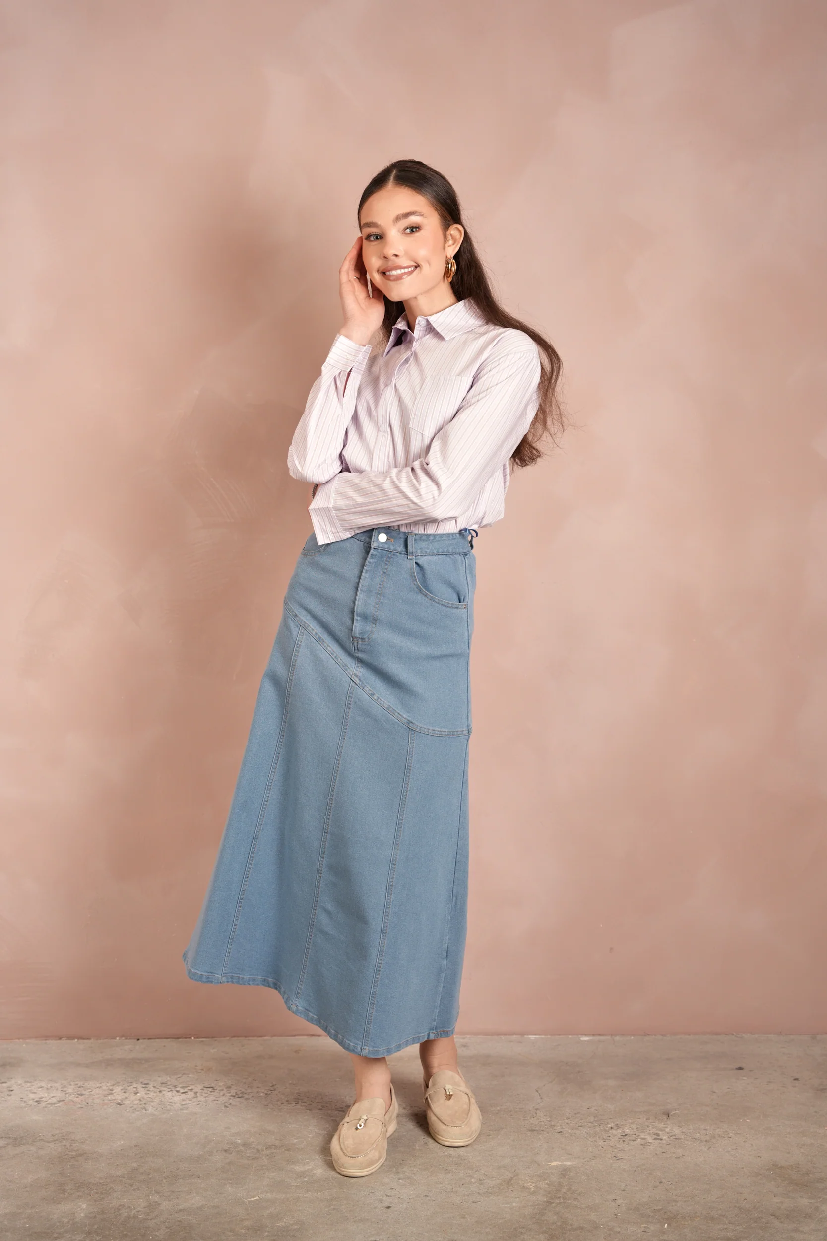 Denim Angled Yoke Skirt - Image 7