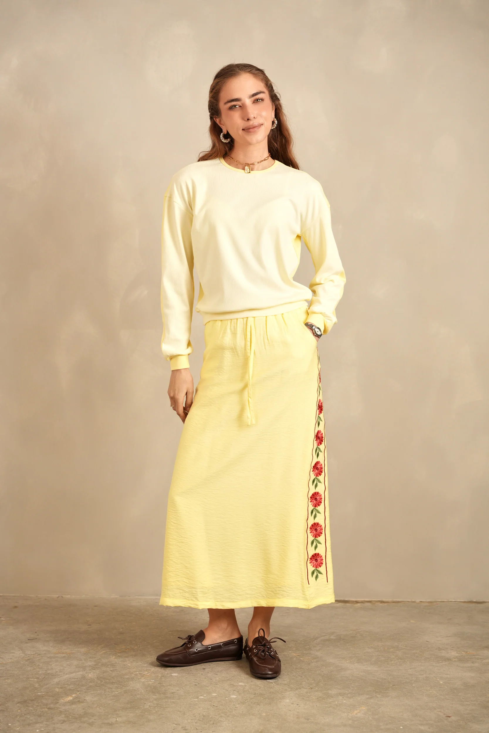 Flower Embroidered Skirt