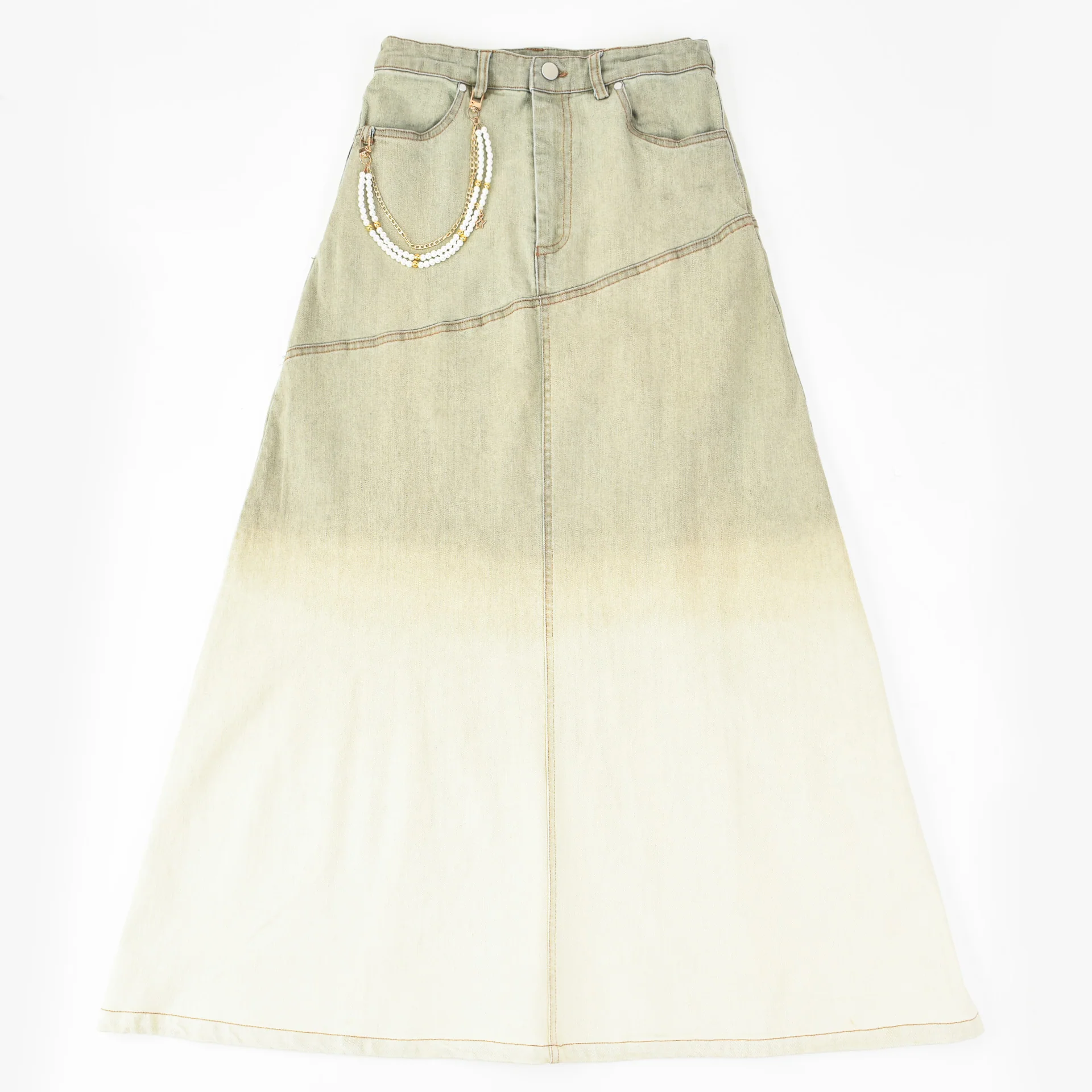 Embellished Chain Denim Skirt - Image 5