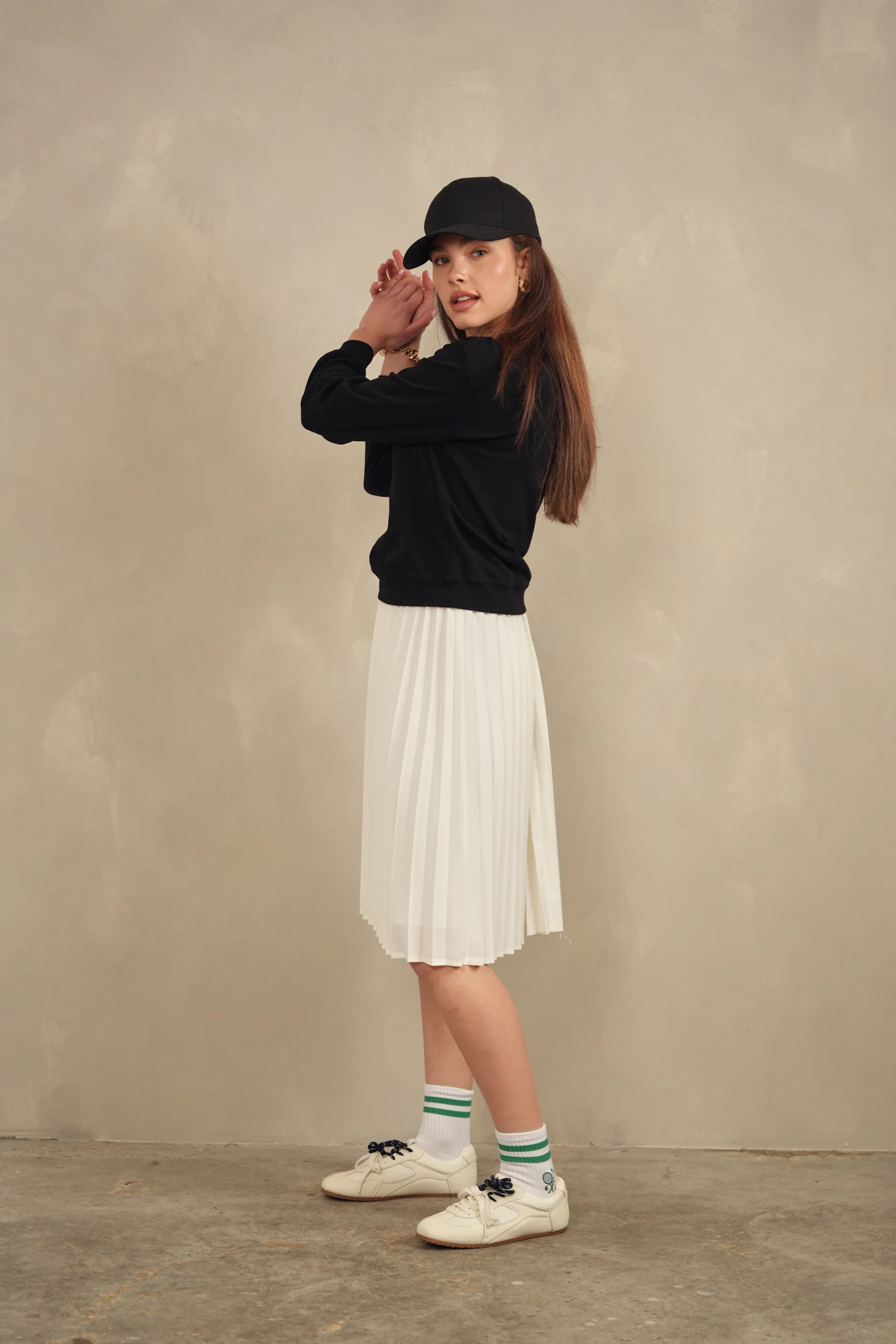 Drawstring Pleated Skirt - Image 5