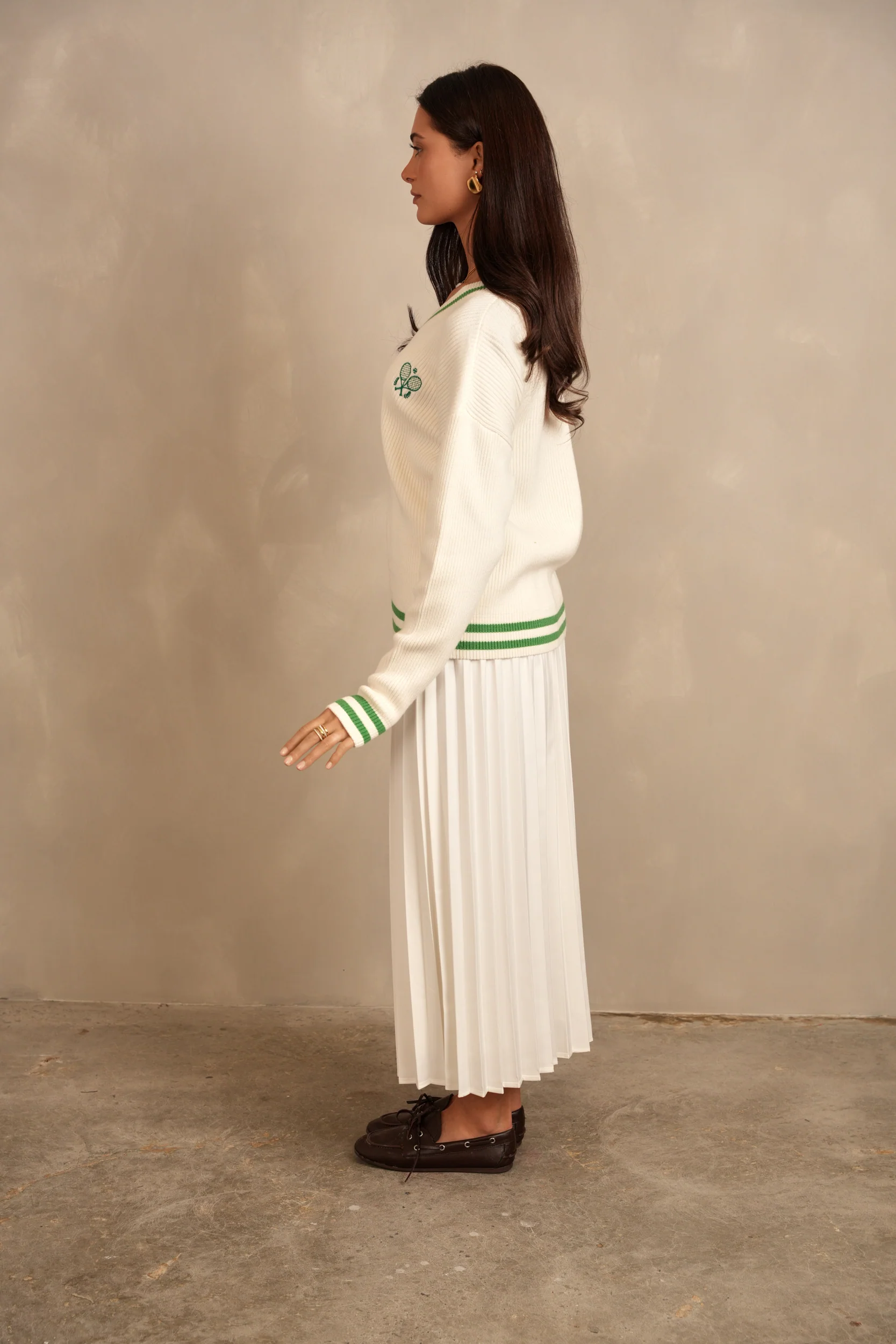 Drawstring Pleated Skirt - Maxi - Image 11