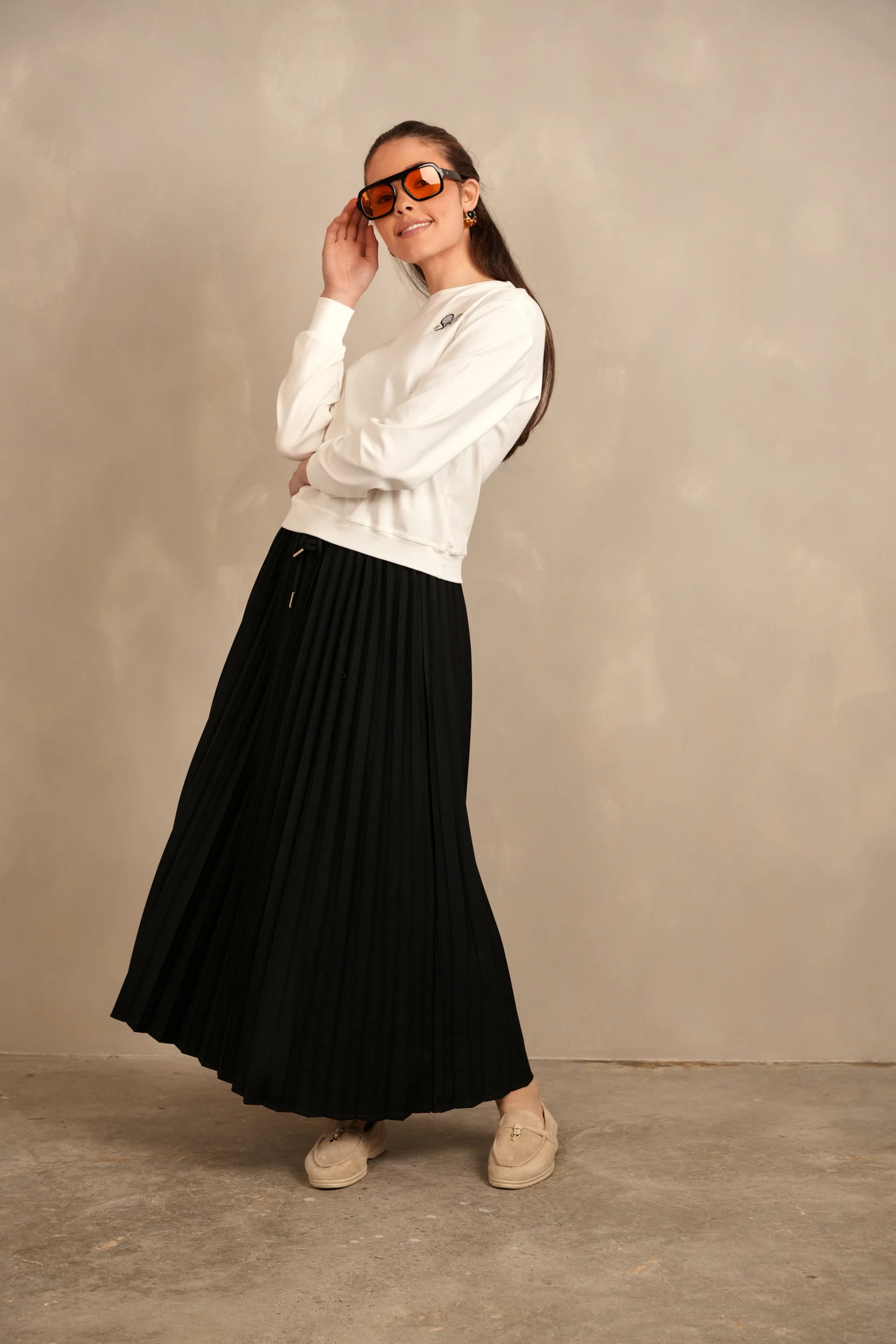 Drawstring Pleated Skirt - Maxi - Image 6