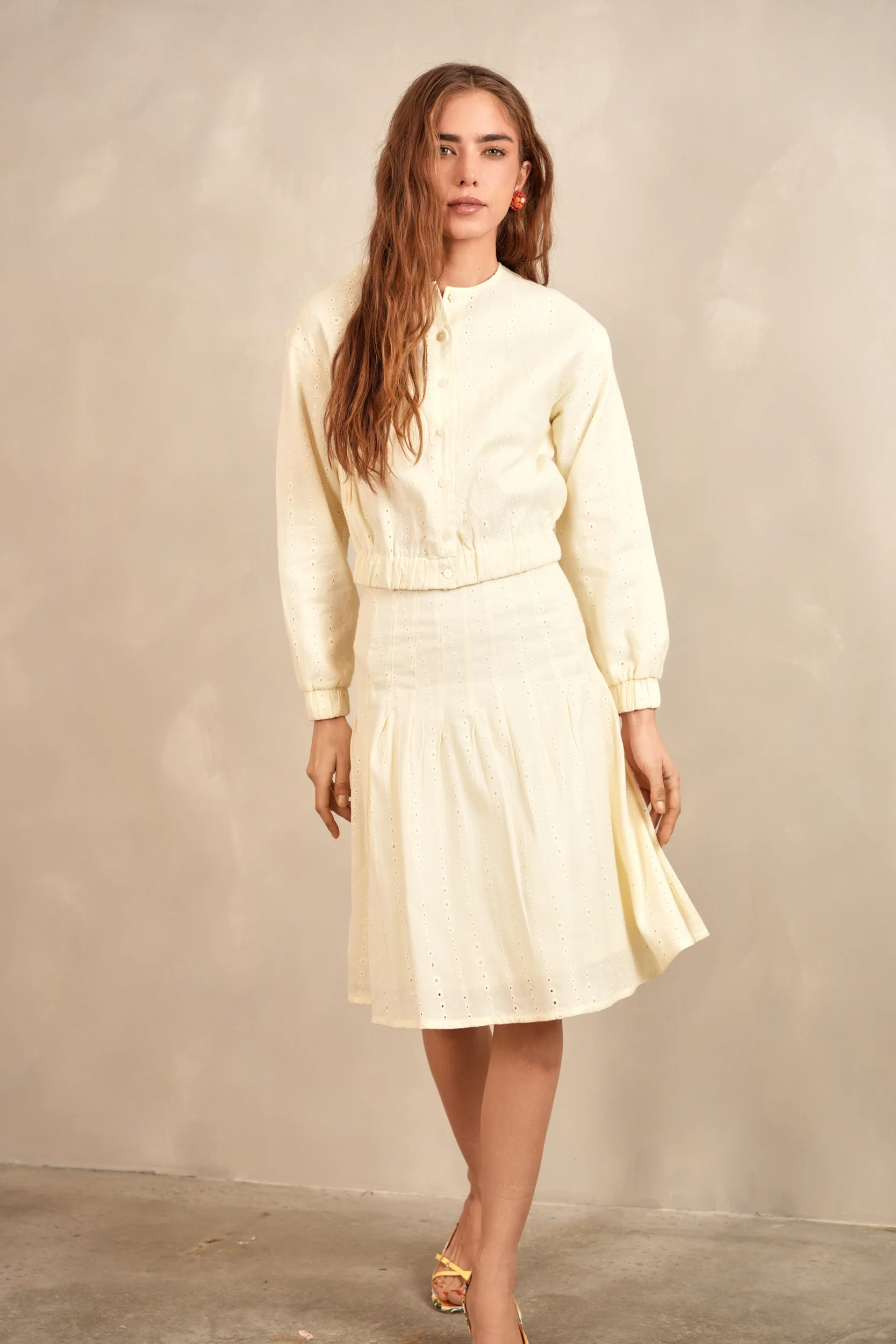 Eyelet Pleated Skirt - Image 10