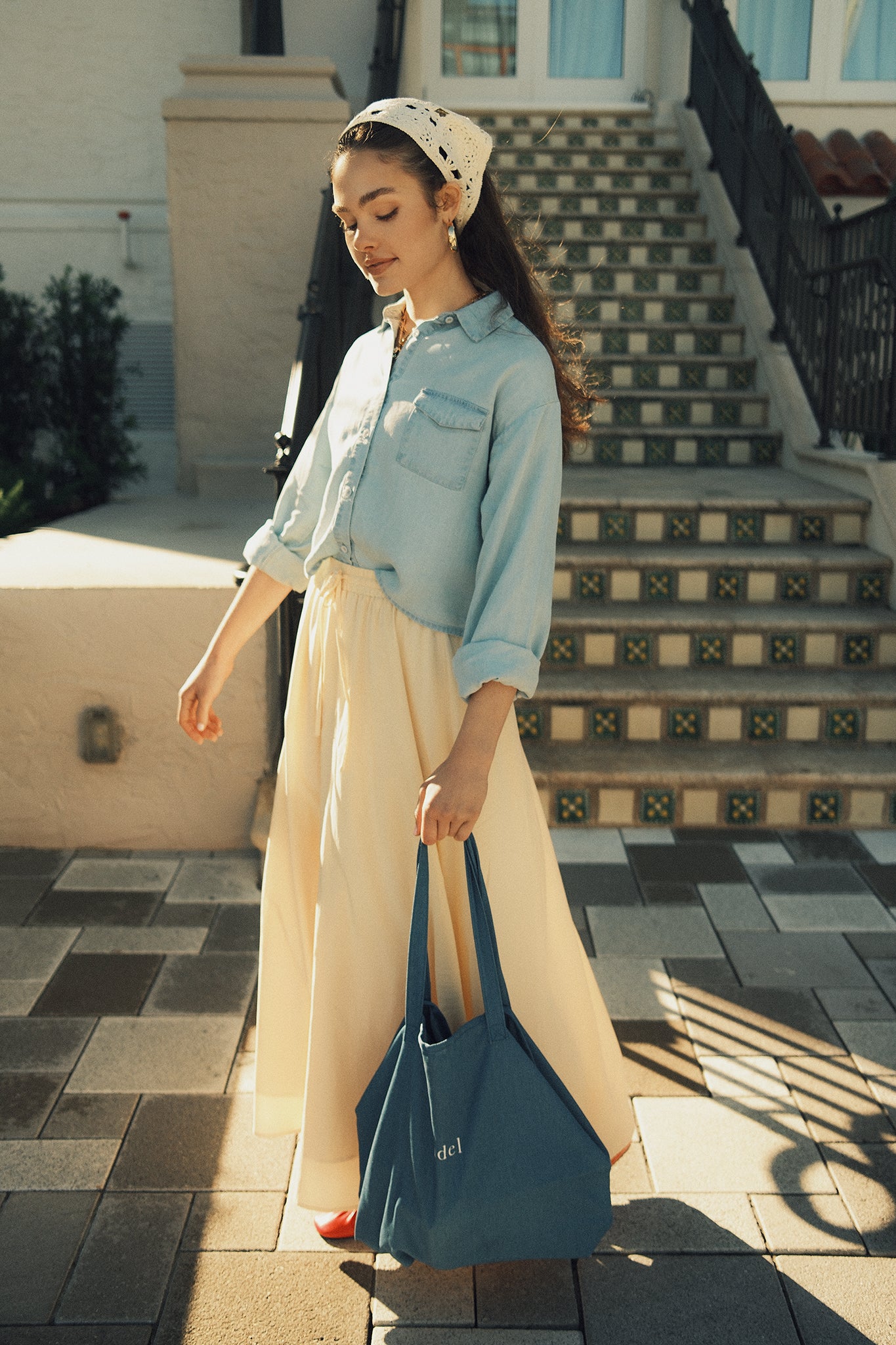Elastic Waist Flared Skirt