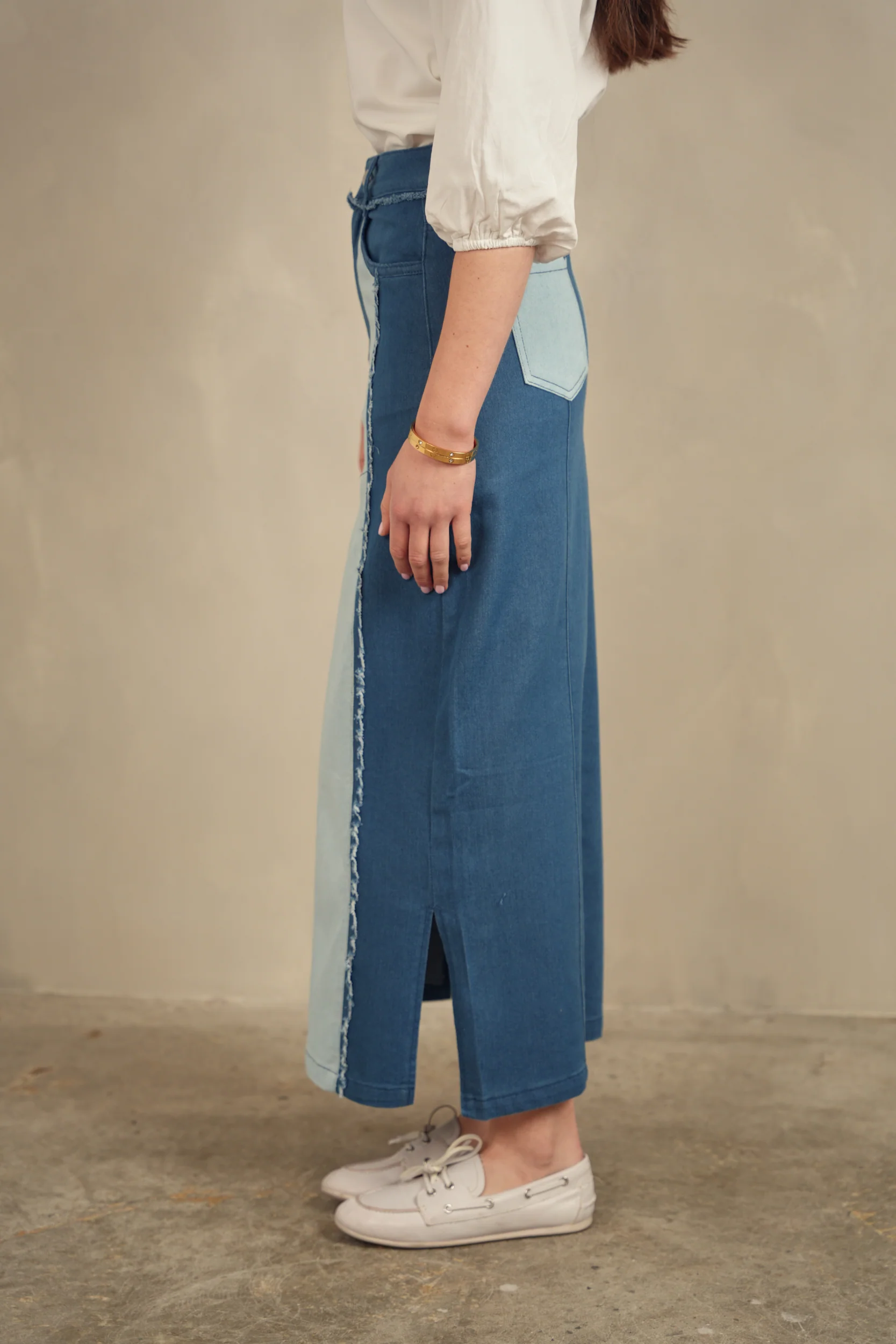 Color Block Denim Skirt - Image 10