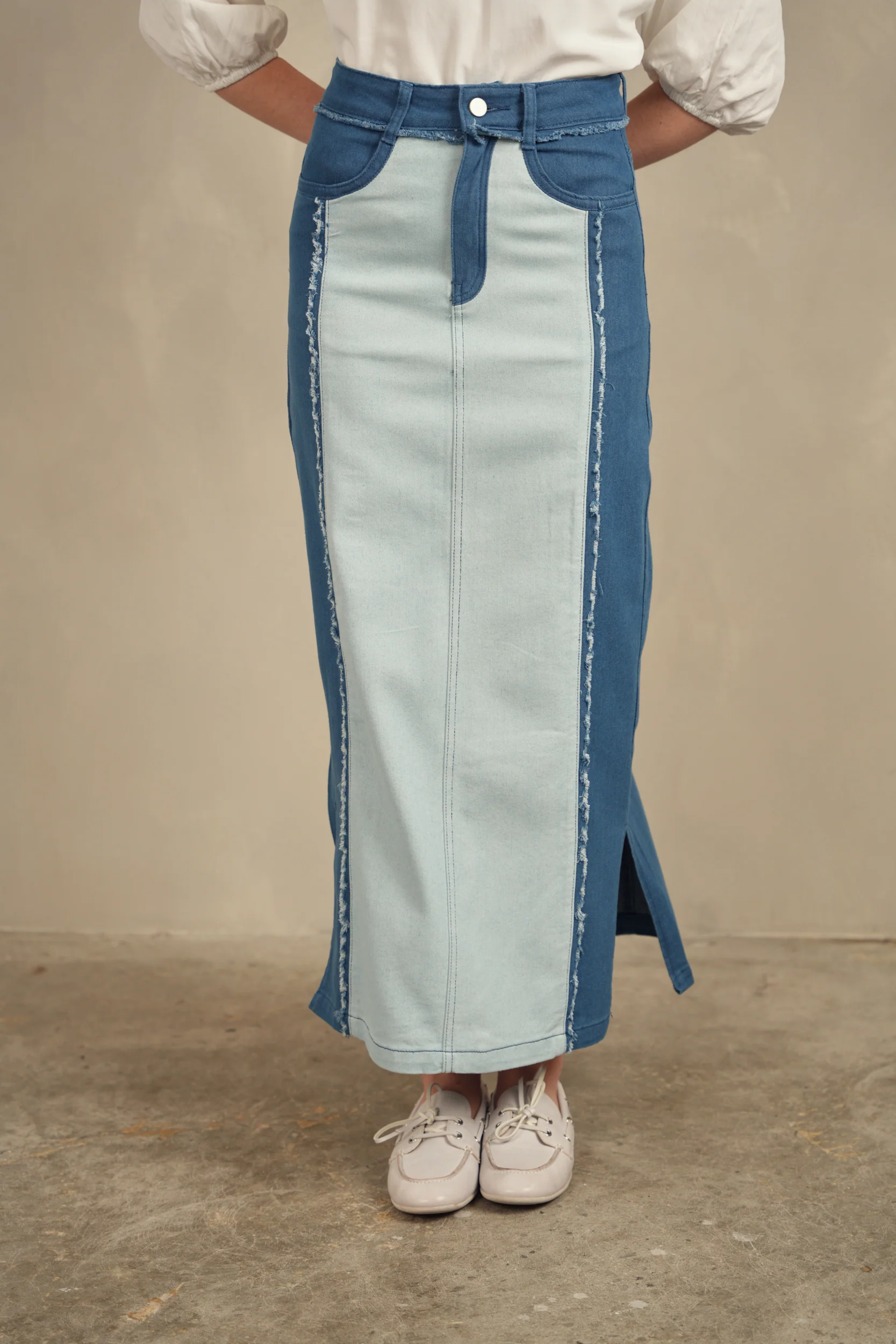 Color Block Denim Skirt - Image 11
